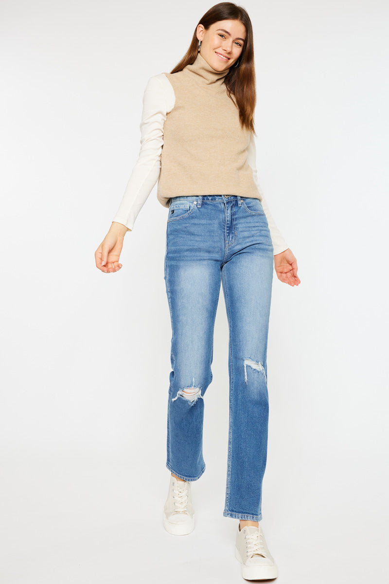 Sultana High Rise Slim Straight Leg Jeans for Women - Stretchy Denim Pants, Comfortable & Flattering Fit - Perfect for Casual Wear, Office & Date Nights