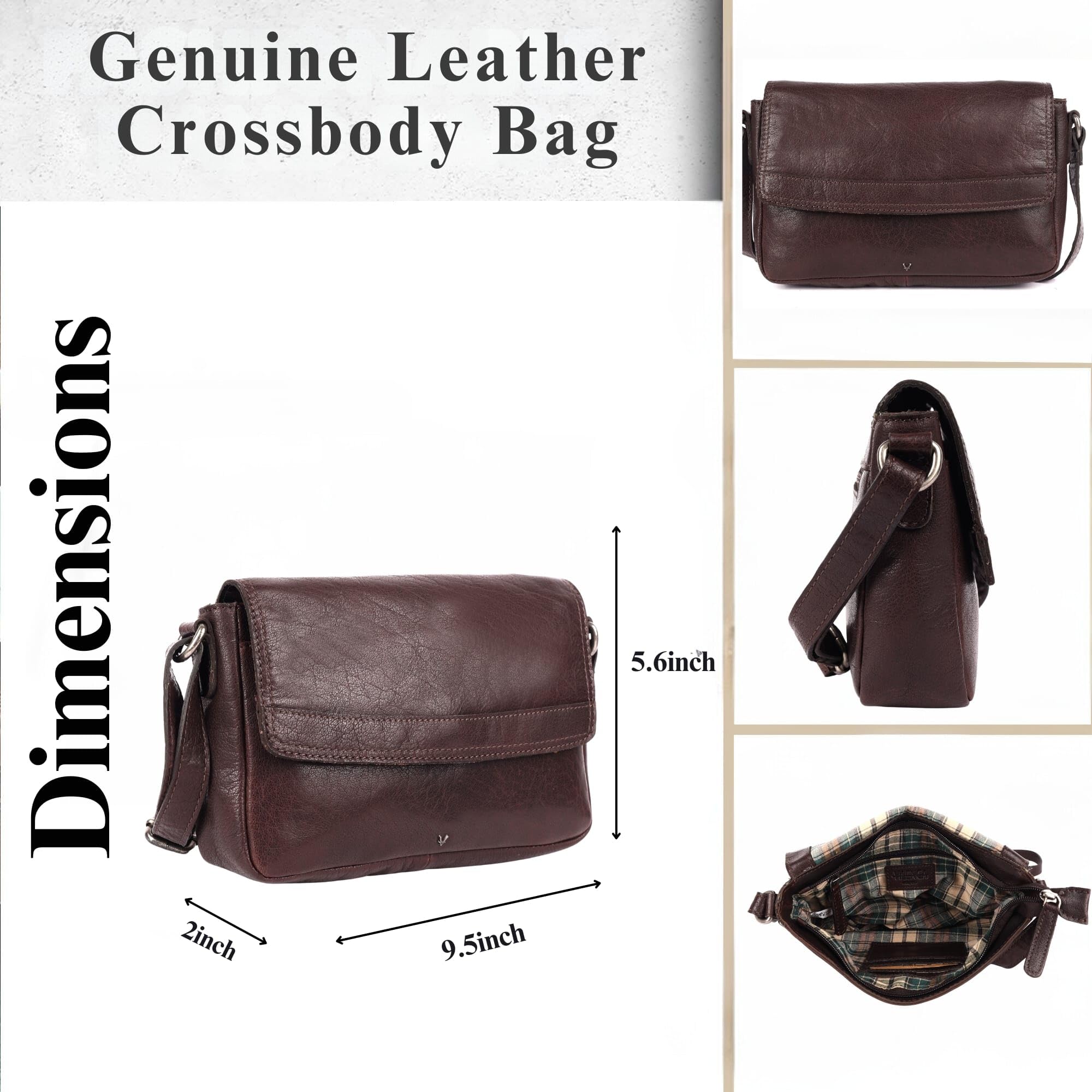 Genuine Leather Crossbody Sling Bag for Women - Adjustable Strap Fashion Shoulder Purse - Perfect for Work, Travel & Everyday Use