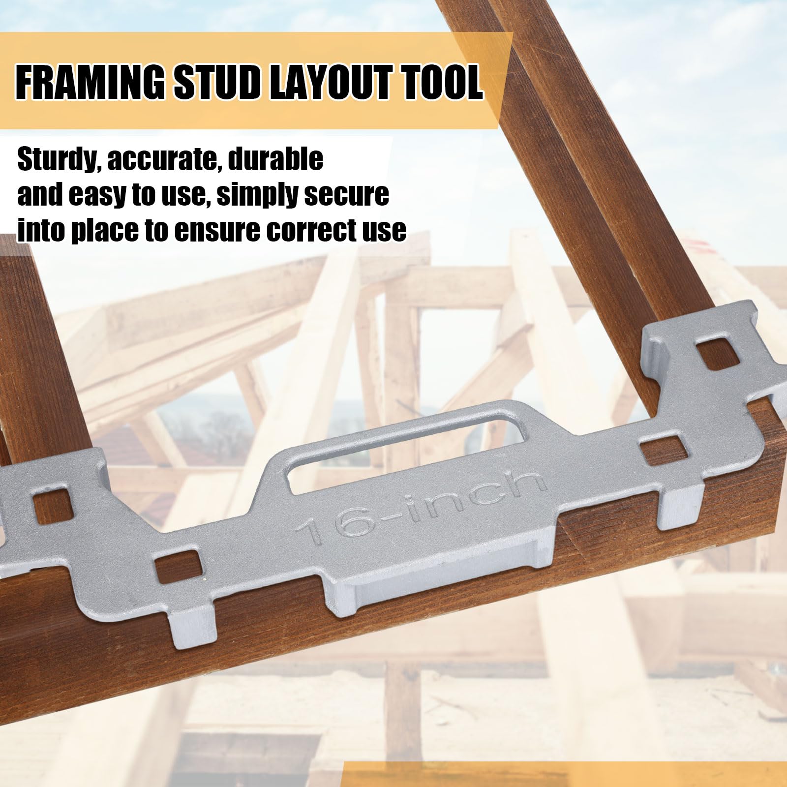 Tandefio 2-Pack 16-Inch Aluminum Framing Stud Layout Tool - Precision Measurement Spacing Jig for Walls, Roofs, Floors & Ladders | Perfect for DIY Home Construction, Carpentry & Renovation Projects