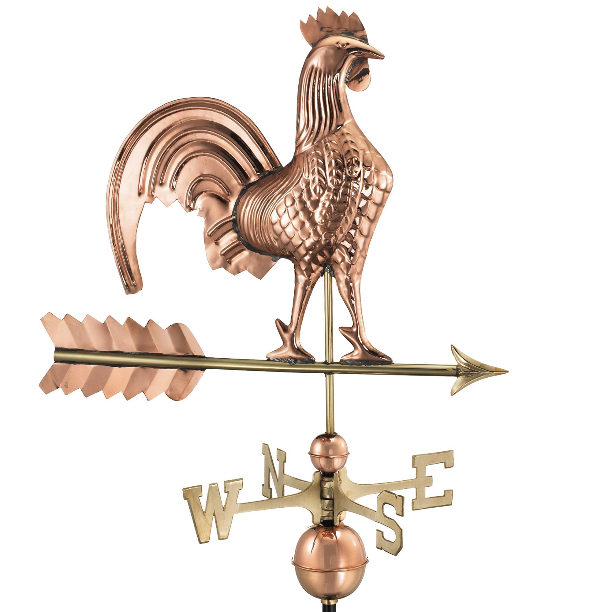 Vintage Rooster Weathervane - Handcrafted Copper Farmhouse Decor for Garden, Barn & Roof - Perfect for Country Home, Farm or Cottage Style Outdoor Decoration