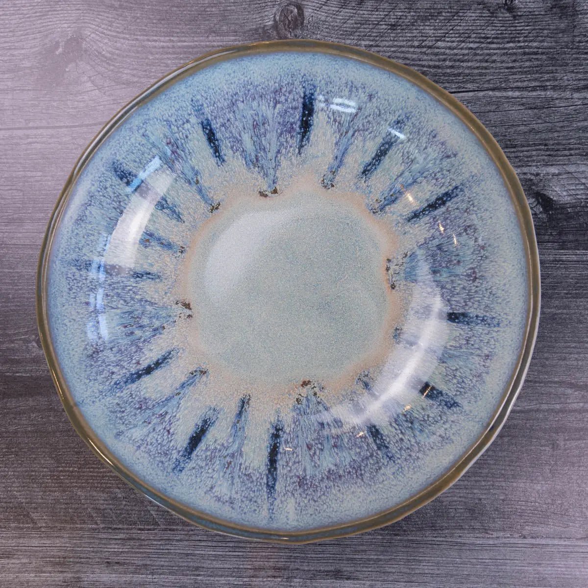 Large Gray Stoneware Serving Bowl - Handcrafted Decorative Bowl for Dining & Decor | Alchemy Collection in Blues & Creams | Perfect for Farmhouse Tables, Centerpieces & Rustic Home Decor