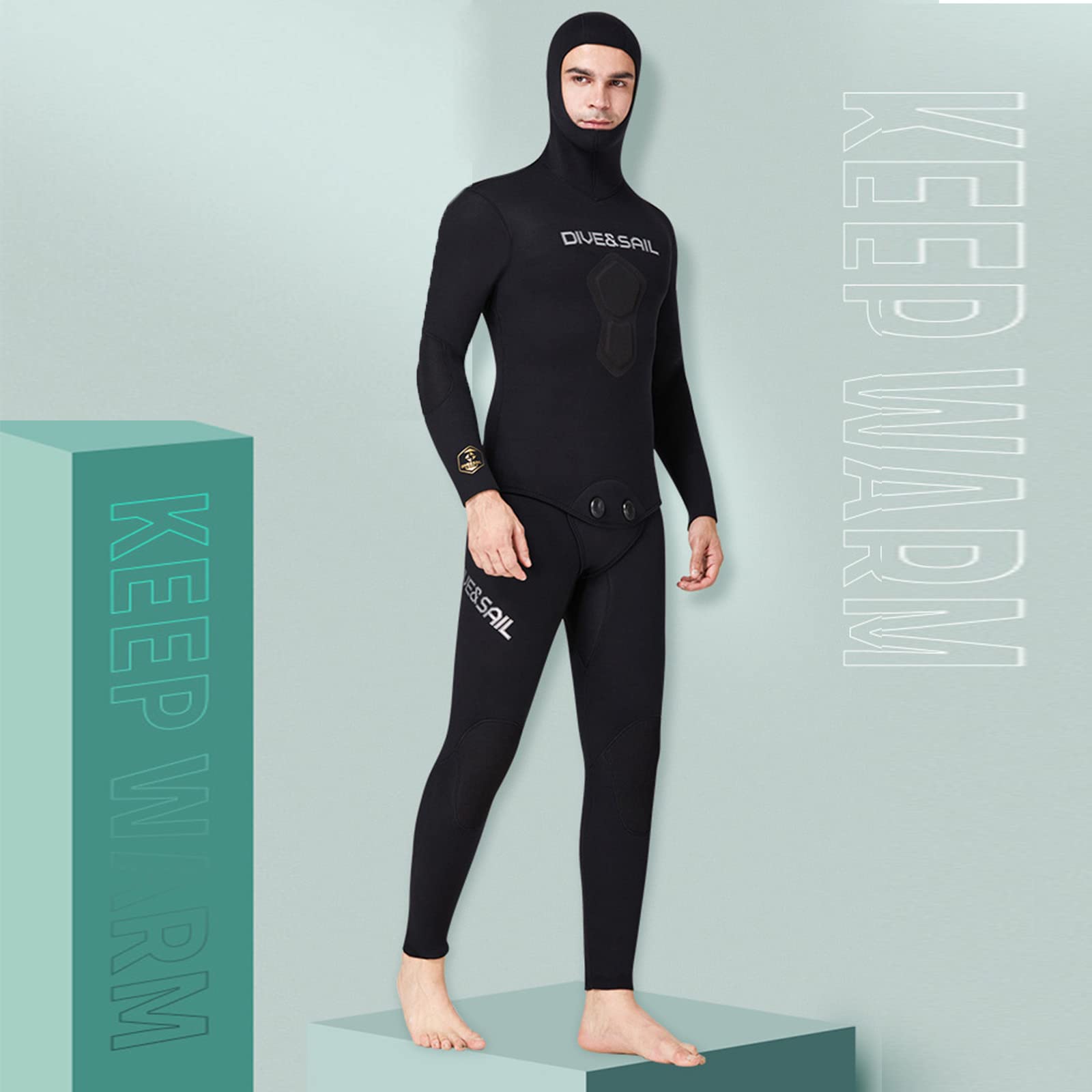 1.5MM Neoprene Men's Wetsuit - 2-Piece Long Sleeve Full Body Hooded Snorkeling Suit for Spearfishing, Swimming & Water Sports | Thermal Protection | Black XL | Ideal for Scuba Diving, Surfing & Cold Water Activities