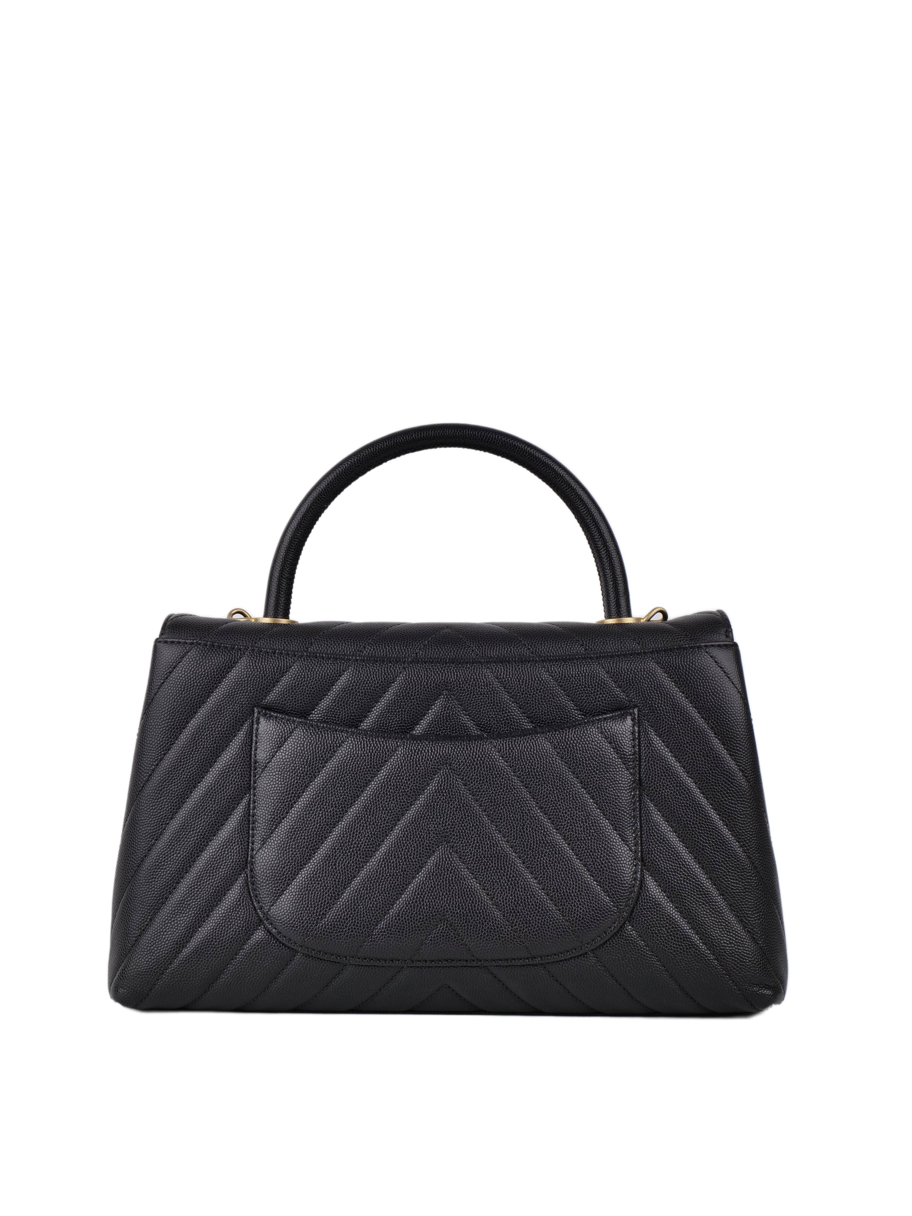 Chanel Medium Coco Handle Bag in Dark Grey with Gold Hardware - Luxury Designer Handbag for Women, Perfect for Work, Evening & Special Occasions