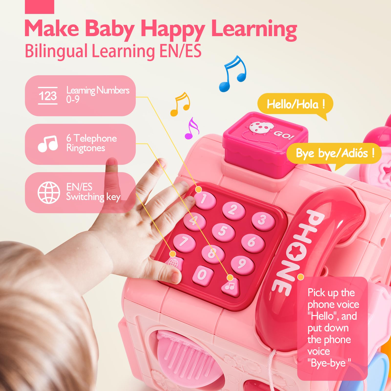 Hahaland Musical Crawling Snail Toy - Educational Baby Toys for 6-18 Months, Interactive Toddler Learning Toy with Lights & Sounds - Perfect 1st Birthday Gift for Girls & Boys - Great for Crawling Practice, Sensory Development & Early Learning Playtime