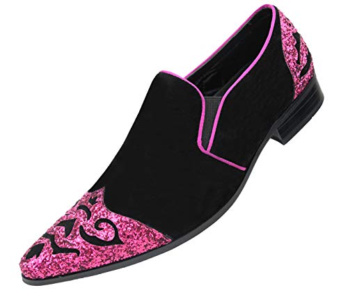 Amali Bannon Men's Velvet Slip On Dress Shoes - Sparkle Tuxedo & Casual Smoking Slippers for Formal Events, Parties & Lounge Wear - Exotic Comfort Slippers for Home, Weddings & Special Occasions