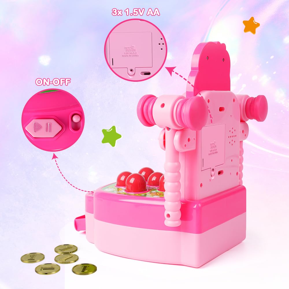 VATOS Mini Electronic Arcade Game - Fun Mole Whacking Game for Kids & Adults (Pink) - Perfect for Parties, Gifts & Family Game Nights