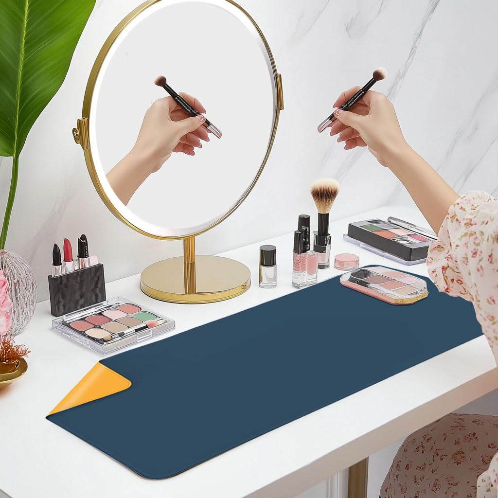 Waterproof Makeup Vanity Mat - Non-Slip Table Protector for Nail Art, Crafts & Dresser Top - 31.5