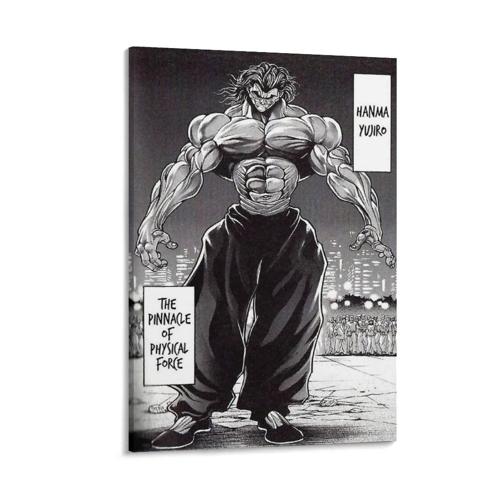 ZHUOYUAN Hanma Yujiro Anime Poster - Premium Canvas Wall Art Print for Living Room & Bedroom Decor - Perfect Gift for Anime Fans & Home Decoration