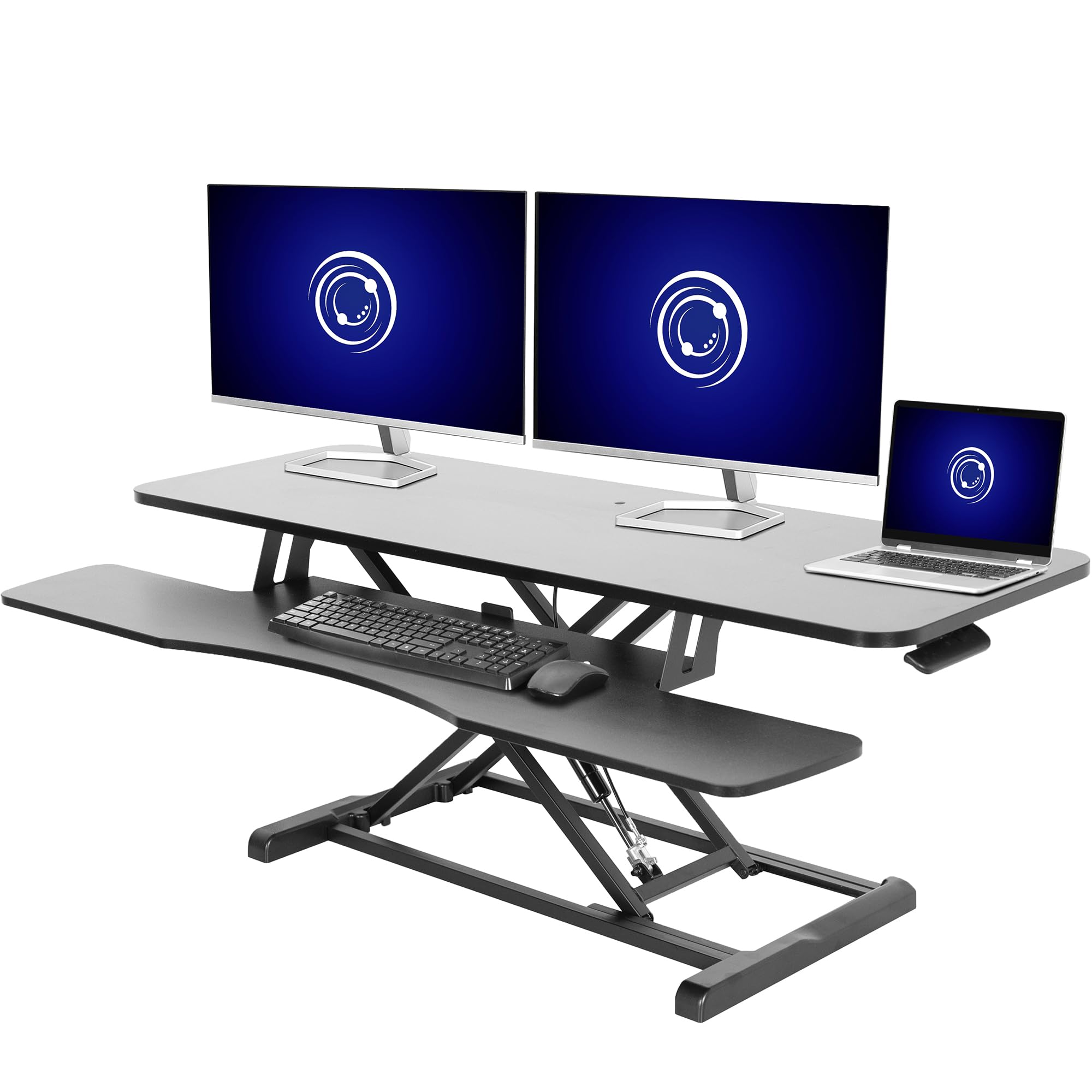 VIVO K Series 48 Inch Height Adjustable Standing Desk Converter - Dual Monitor & Laptop Workstation with Wide Keyboard Tray, Black (DESK-V048KB) - Perfect for Home Office, Gaming Setup, and Ergonomic Workspace