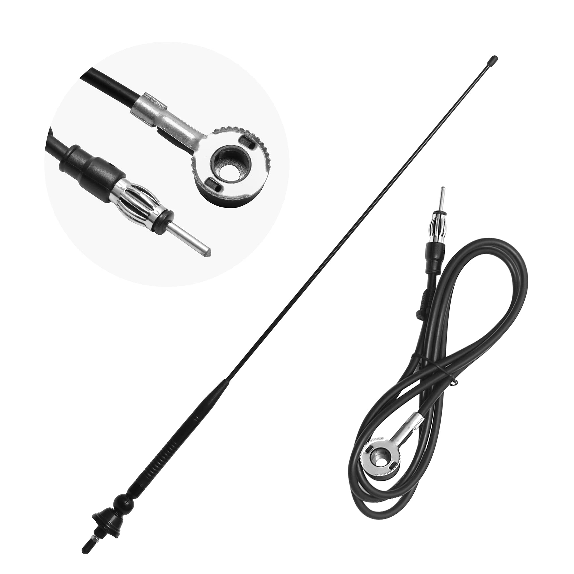 ASOOLL 26.5 Inch Black Marine Boat Antenna - FM/AM Radio Aerial for Car, ATV, UTV, Yacht, Tractor & RV - Perfect for Marine Communication, Off-Road Adventures & Road Trips