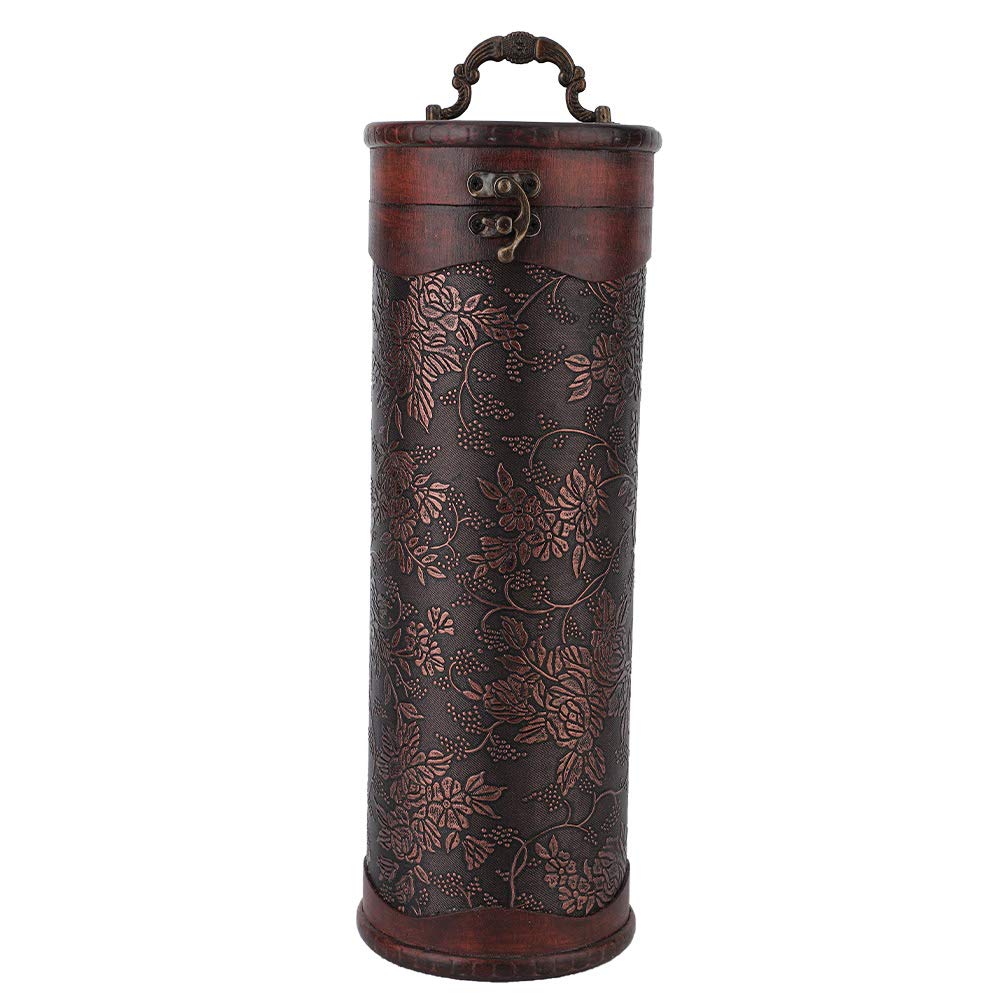 Vintage Wooden Wine Gift Box with Handle - Classic Retro Pattern for Champagne, Wine Bottles - Perfect for Anniversary, Wedding, Birthday Gifts & Wine Collection Display