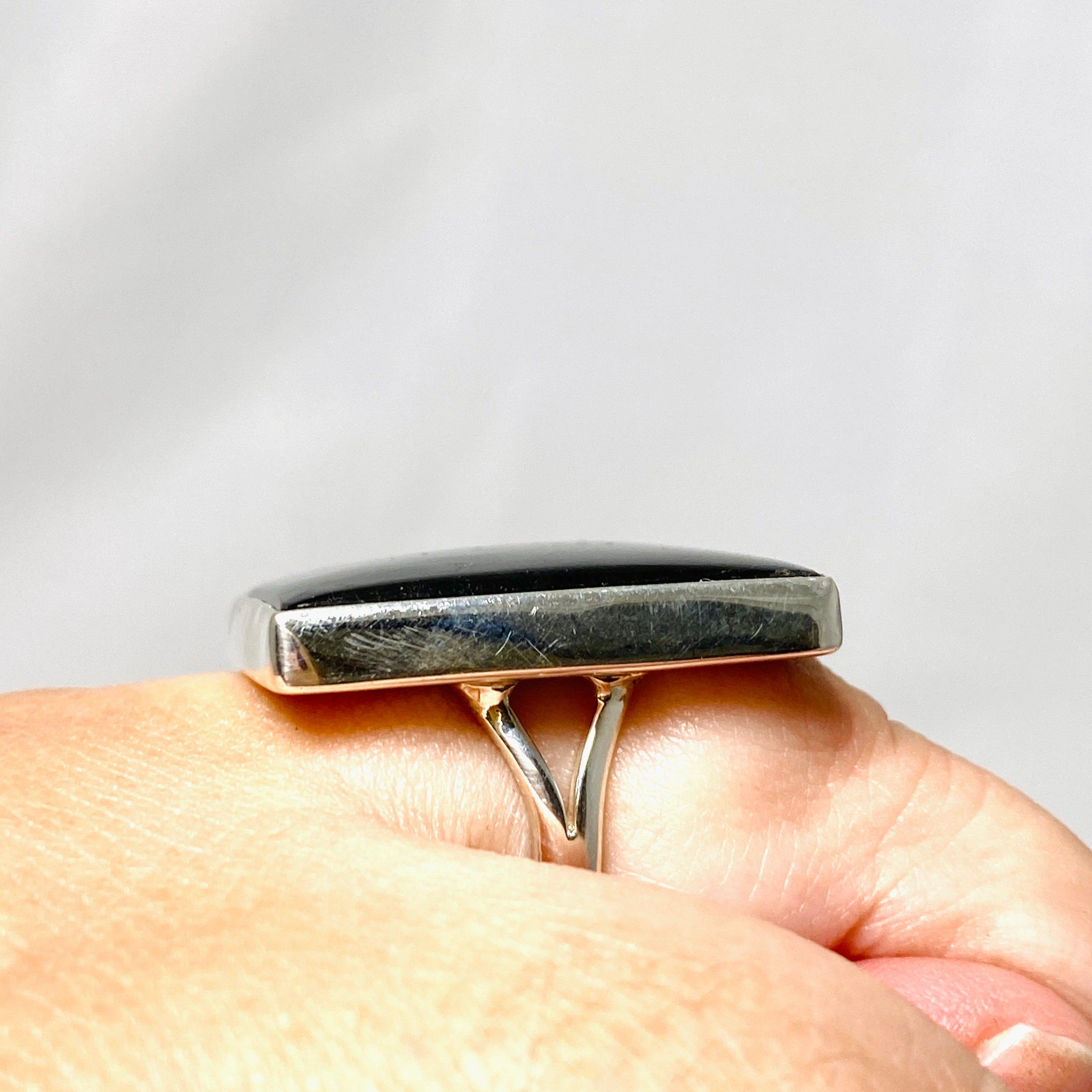 Hypersthene Square Split Band Ring for Women - Size 10 Sterling Silver Gemstone Jewelry KRGJ3154 | Perfect for Everyday Wear, Gift Giving & Special Occasions