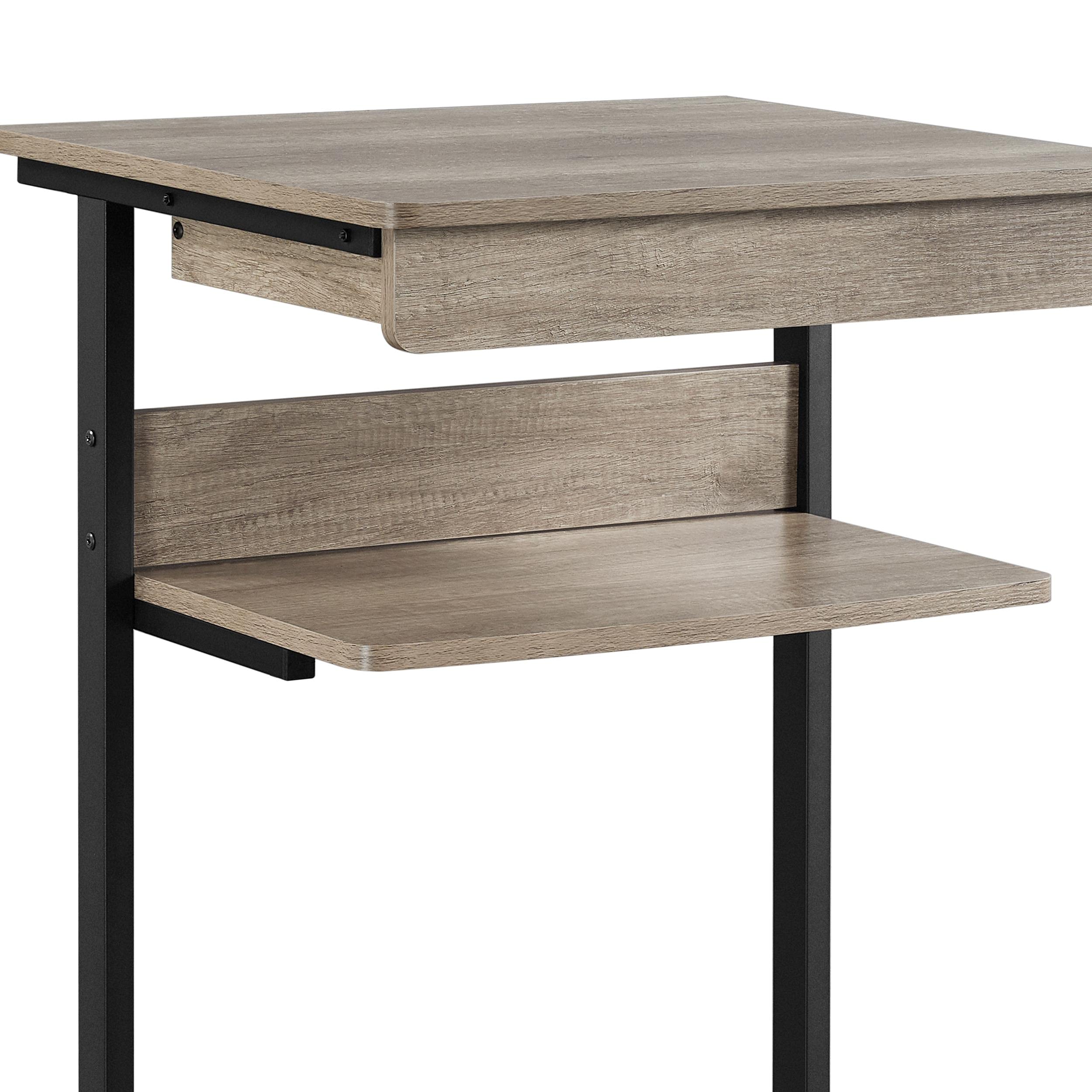 Yaheetech Rolling Computer Desk with Drawer & Keyboard Tray - Adjustable Mobile Laptop Desk Cart Standing Workstation for Home Office, Study & Small Spaces - Ergonomic Gray Computer Table for Work from Home & Remote Learning