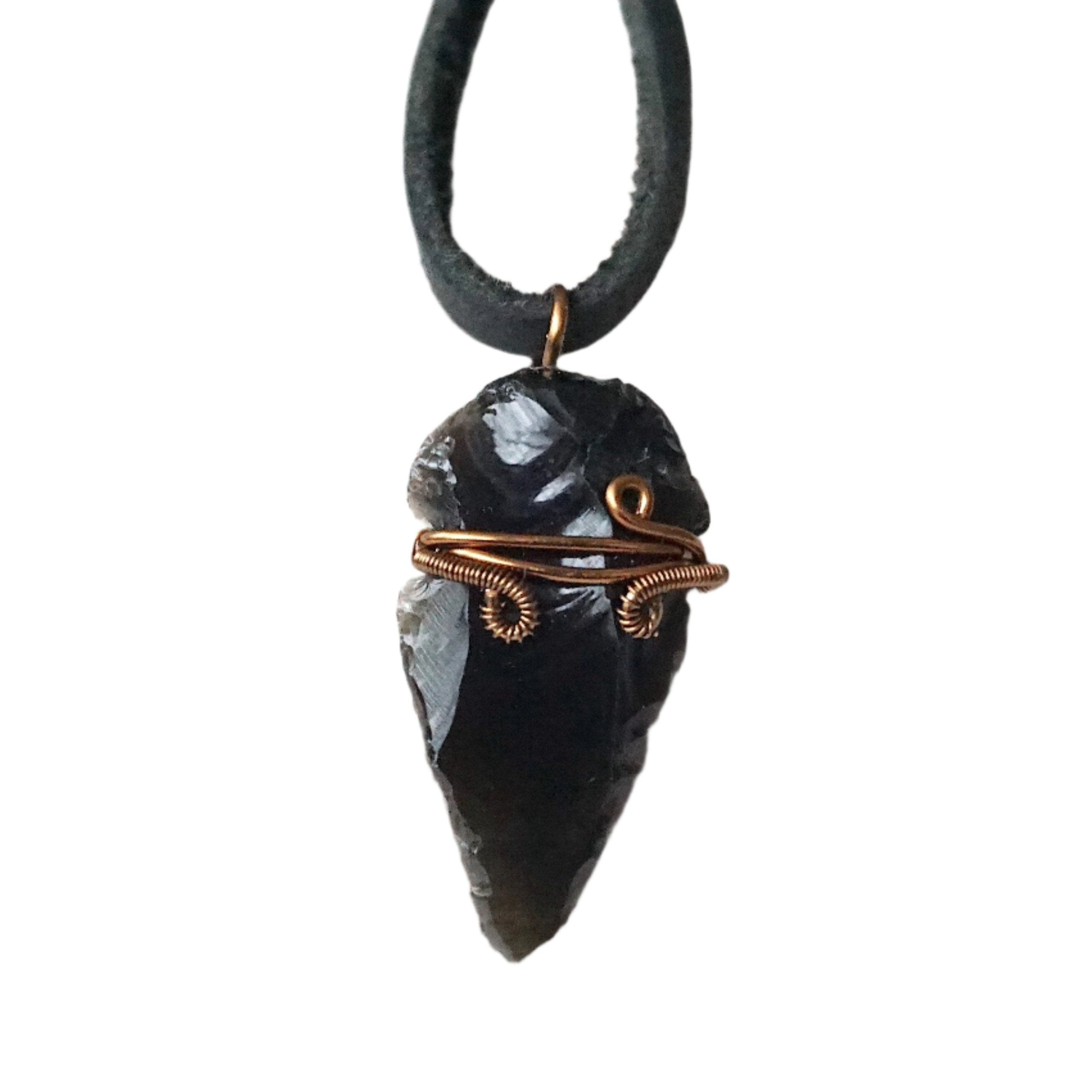 Obsidian Arrowhead Pendant Necklace in Antique Bronze - Handmade Stone Jewelry for Men & Women | Perfect for Outdoor Adventures, Spiritual Healing & Boho Fashion