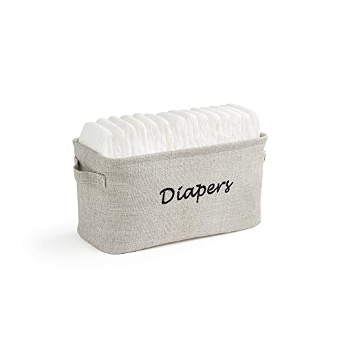 Dejaroo Diaper Caddy Organizer - Linen Basket with Handle for Diapers & Newborn Essentials, 12x6x6 Inches, Grey - Perfect Baby Shower Gift & Nursery Storage Solution for Moms