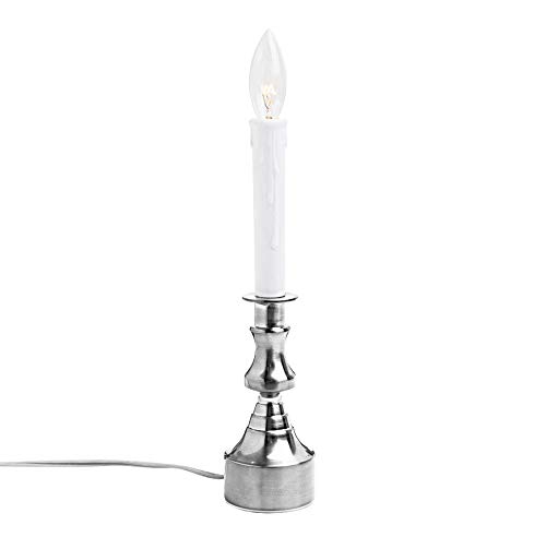 Dimmable Electric Window Candles with Multi Timer & Metal Base - UL Listed Christmas Decor with Extra Replacement Bulb (Silver, 1 Pack) - Perfect for Holiday Lighting, Home Decor, and Seasonal Window Displays