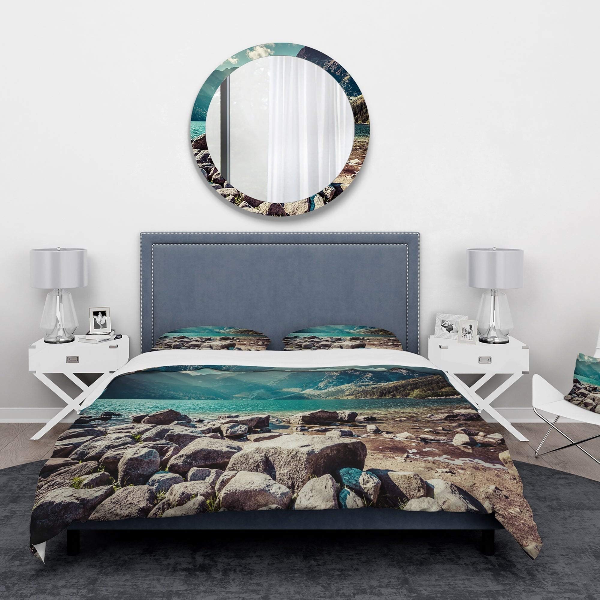 Designart 'Tatra Mountains Green Water Lake' Landscape Bedding Set - Full/Queen Duvet Cover + 2 Pillow Shams (Comforter Not Included) | Nature Inspired Bedroom Decor for Modern Home & Vacation House
