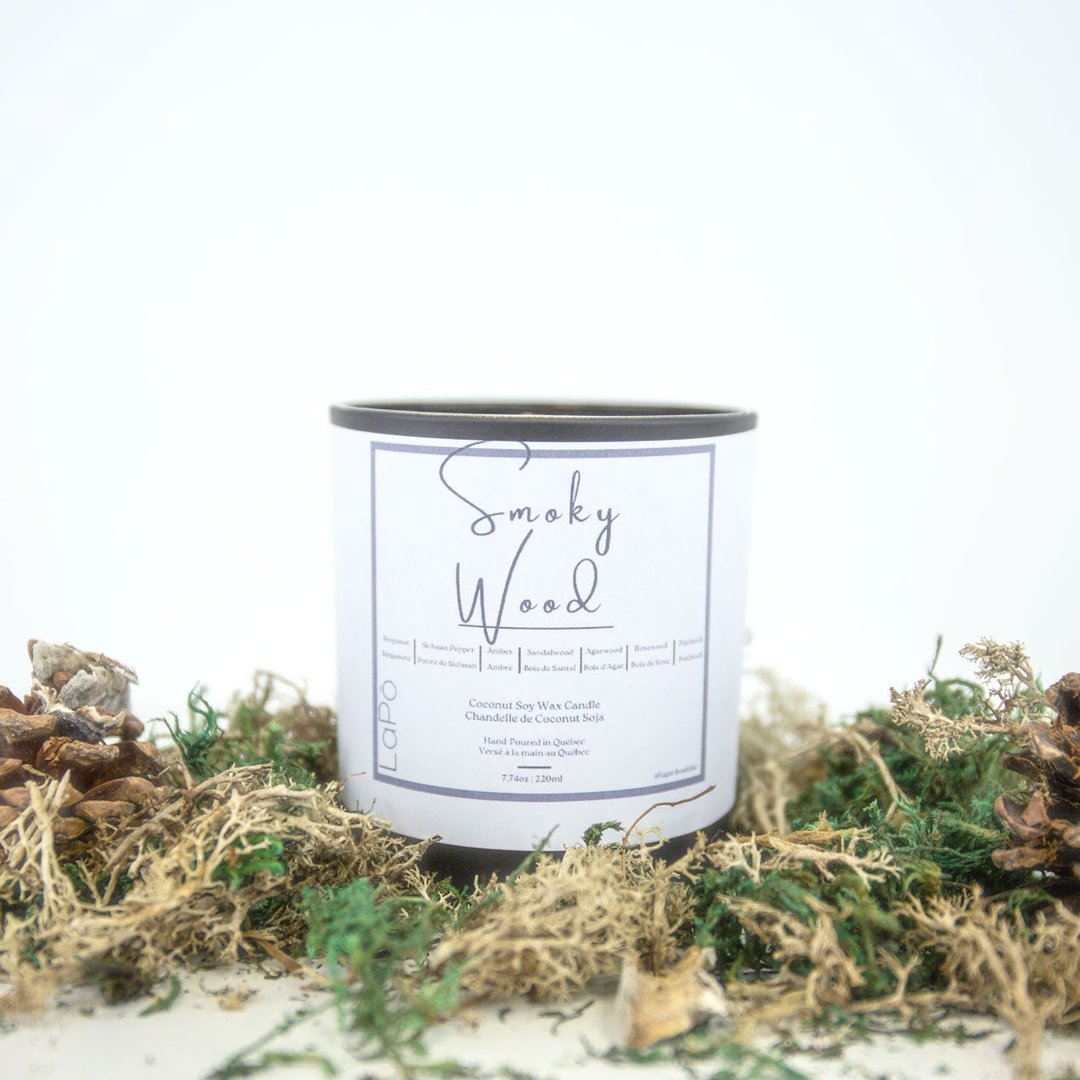 Premium Smoky Wood Scented Candle - Handmade Soy Wax Candle for Home, Relaxation & Aromatherapy - Perfect for Cozy Evenings, Meditation & Romantic Ambiance