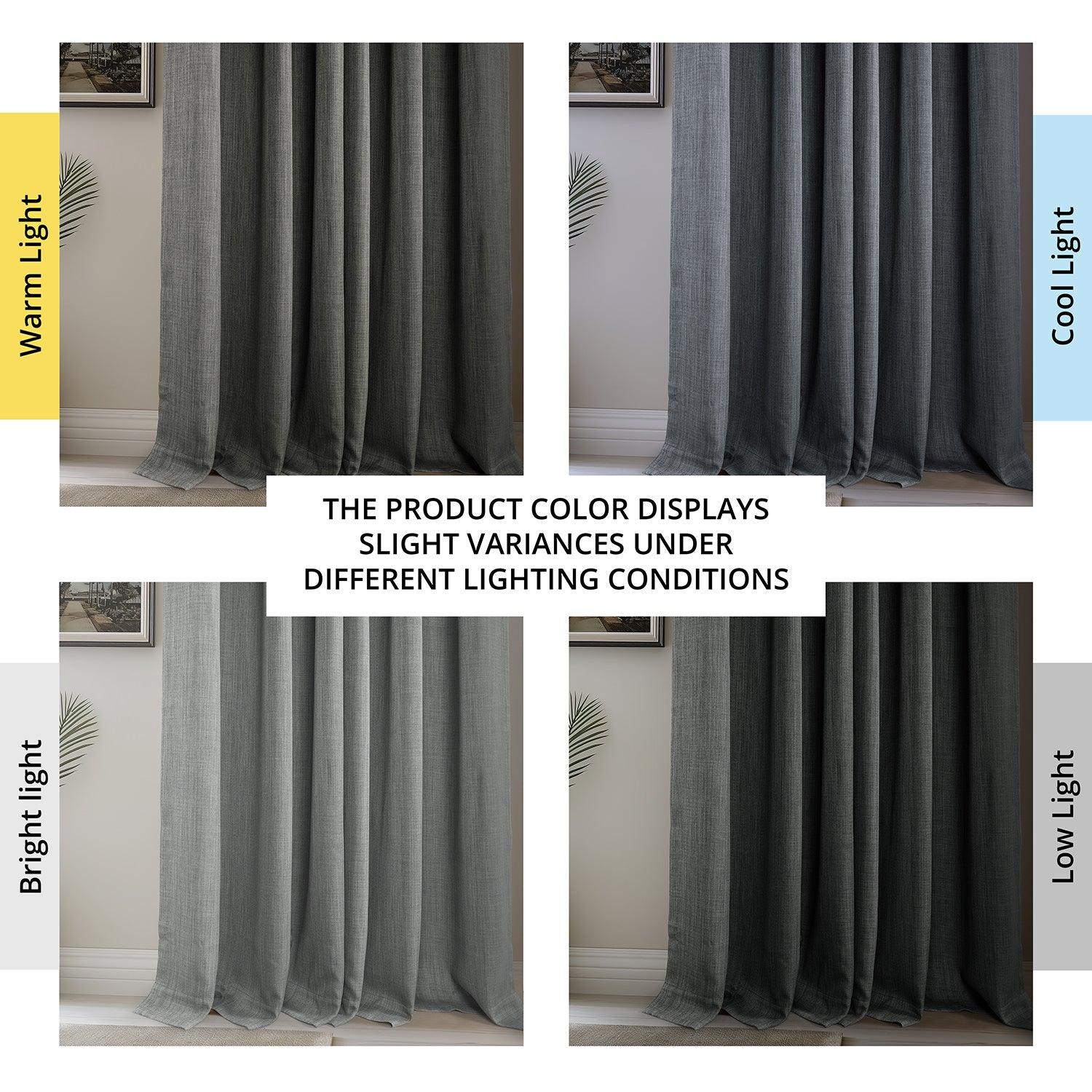 Dark Gray French Pleat Textured Faux Linen Blackout Curtains for Bedroom & Living Room - Noise Reducing & Light Blocking Window Treatments for Home Decor