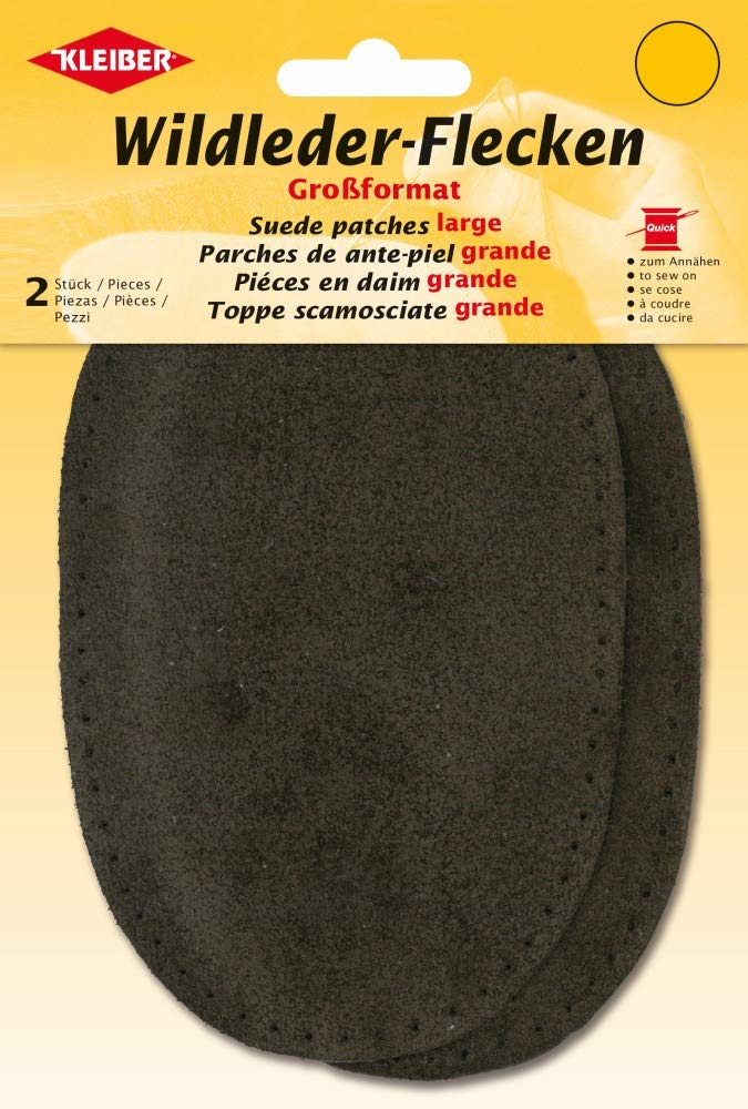 Kleiber Large Suede Sew-on Trouser & Arm Patches - Premium Brown Leather Embroidered Badges for DIY Jacket, Jeans & Uniform Customization | Perfect for Bikers, Military & Fashion Upgrades