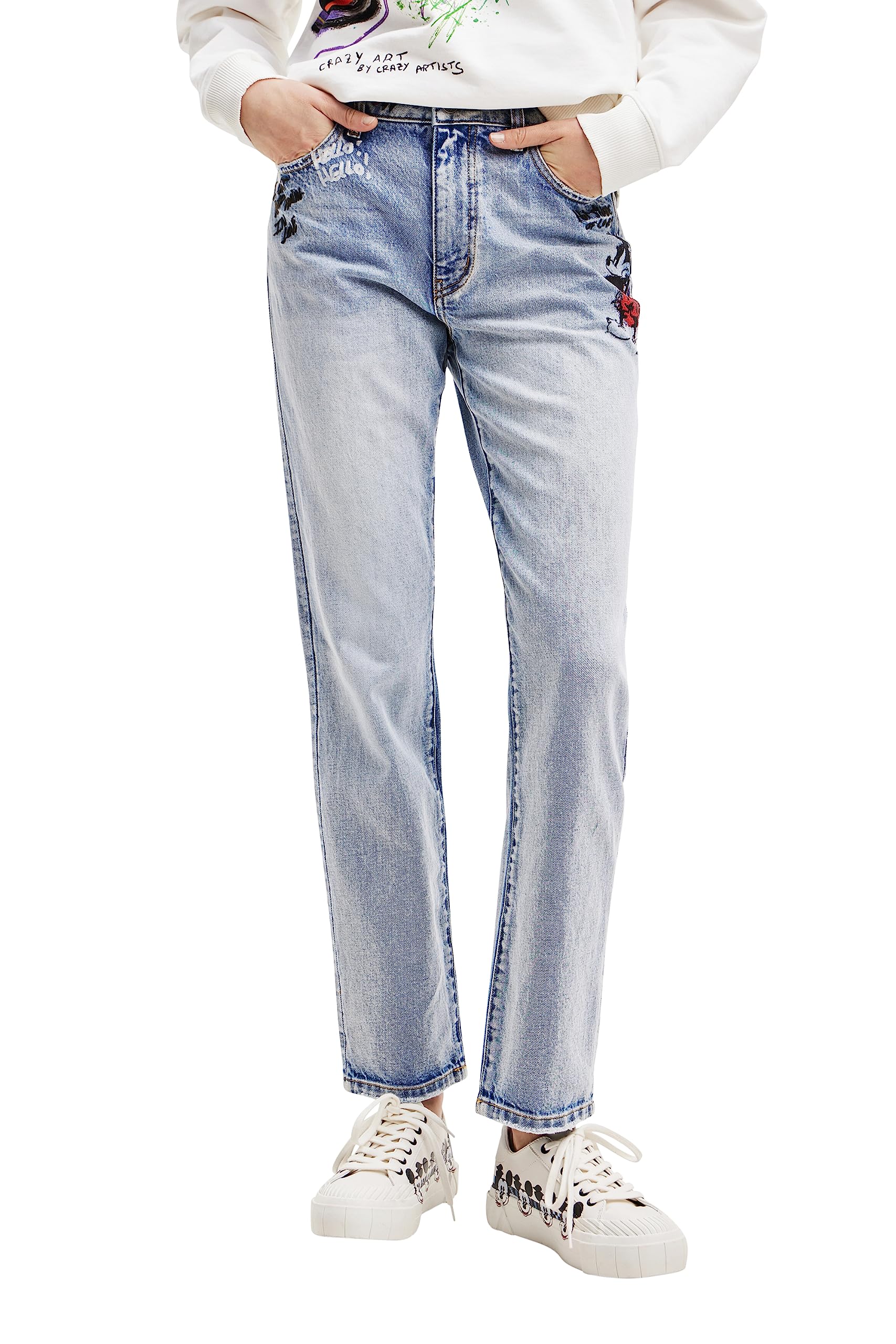Desigual Women's Denim Long Pants - High Waisted Stretch Jeans for Women | Comfortable & Stylish for Casual Wear, Office, and Everyday Outfits