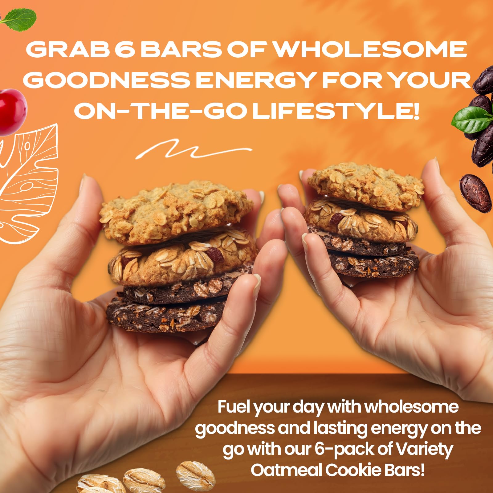 SOW STRONG FOOD Variety Oat Bar (6-Pack) | High Energy Protein Snacks | Gluten Free Vegan Oatmeal Bars for Kids & Adults | Healthy Bulk Snacks Individually Wrapped | Perfect for Hiking, School Lunches & On-the-Go Nutrition