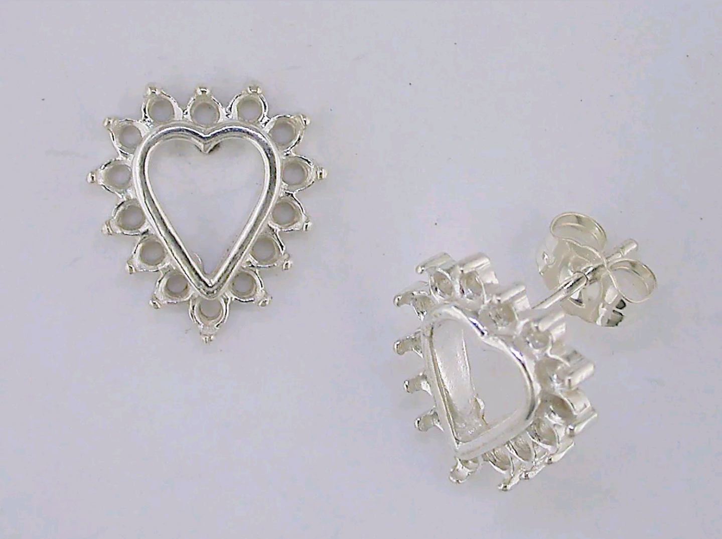 Sterling Silver or 14K Gold Heart Accent Earrings Set (2 Pieces) - Handmade in USA - Perfect for Valentine's Day Gifts & Anniversary Jewelry