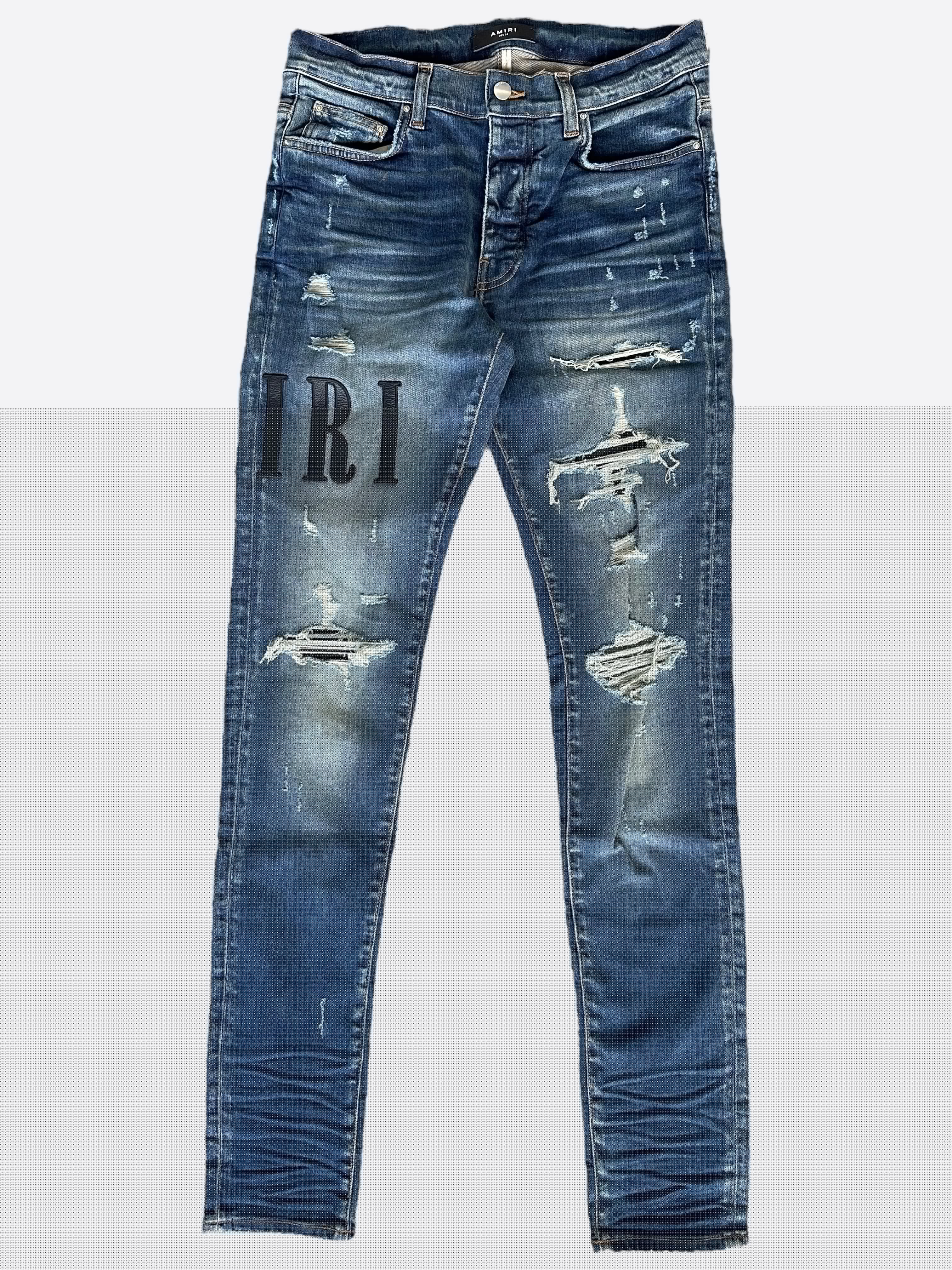 Amiri Indigo Black Core Applique Logo Jeans - Premium Designer Denim for Men | Perfect for Casual Wear, Night Out & Street Style Fashion