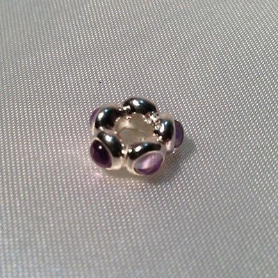 Pandora Sterling Silver Spacer Amethyst Charm Bead | Elegant Jewelry for Bracelets & Necklaces | Perfect Gift for Birthdays & Anniversaries