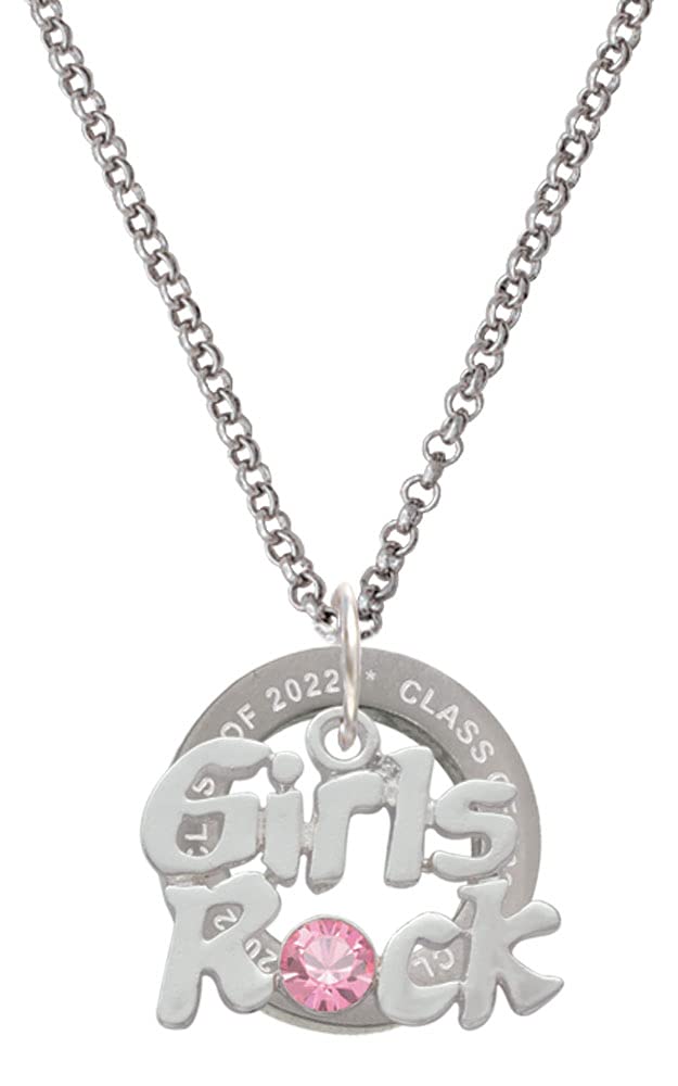 2022 Class Silver Pink Crystal Ring Necklace for Girls - Gift & Graduation