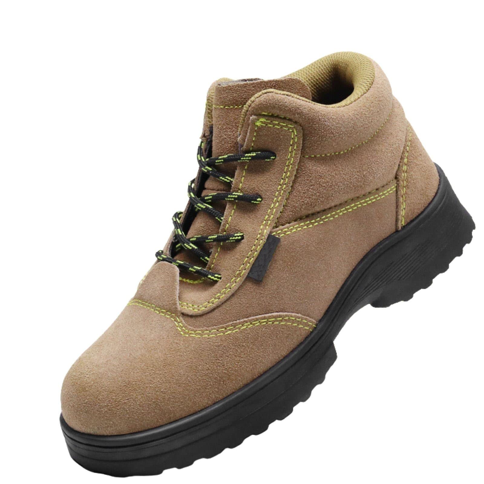 Men's Lightweight Steel Toe Safety Boots - Autumn Winter Work Shoes with Non-Slip & Puncture Resistant Sole - Breathable Industrial Safety Footwear (UK 7.5) for Construction, Warehouse & Outdoor Work