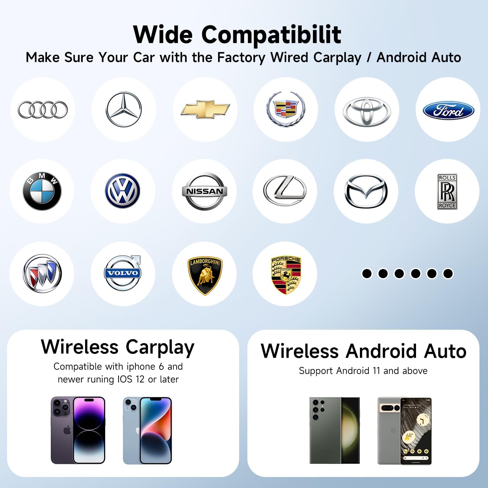 Wireless CarPlay Adapter for iPhone - USB CarPlay Dongle, 2-in-1 Wireless CarPlay & Android Auto Adapter, Converts Wired to Wireless for Cars (2017+ Models, iOS 10+) - Perfect for Commuting, Road Trips & Hands-Free Driving