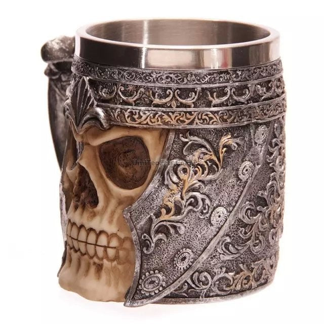 Stainless Steel Skull Helmet Mug - Gothic Punk Beer Cup for Halloween, Motorcycle Riders & Unique Gift Ideas - Perfect for Parties, Camping & Home Bar Decor