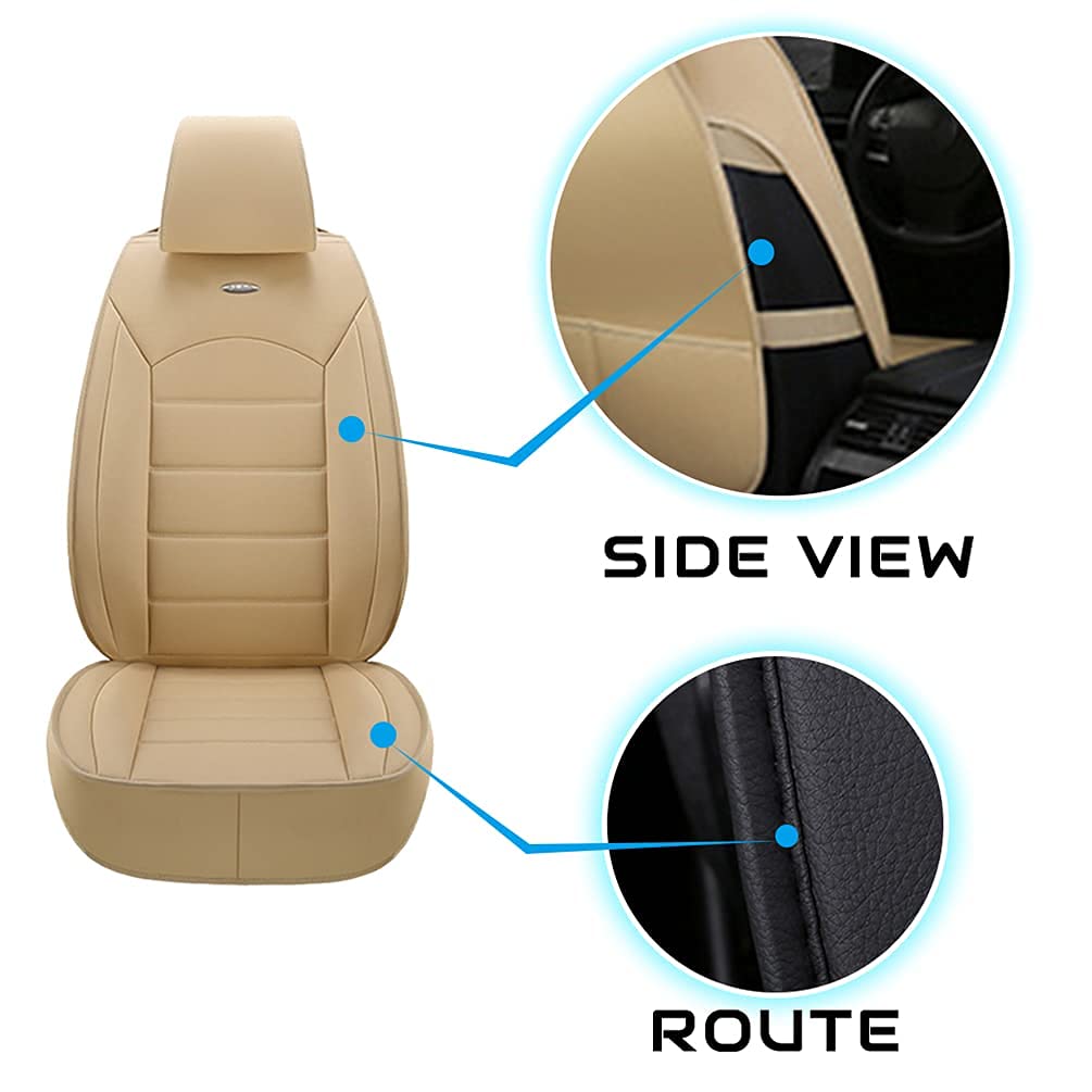 Premium Custom Leather Car Seat Covers for Jaguar XF 2007-2020 - Waterproof & Wear-Resistant Front Seat Protectors (Beige, 2-Piece Set) | All-Season Comfort for Luxury Cars, Road Trips & Daily Commute