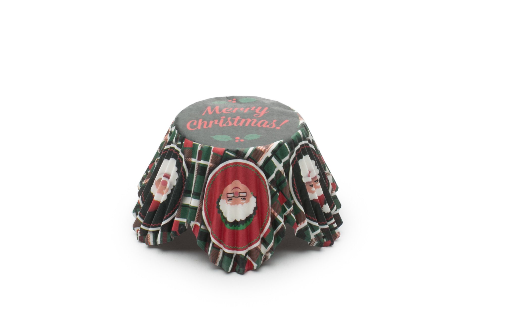 Fox Run Christmas Disposable Baking Cups - 3.5 x 3.5 x 2 Inch Colorful Paper Liners for Holiday Cupcakes, Muffins & Party Desserts