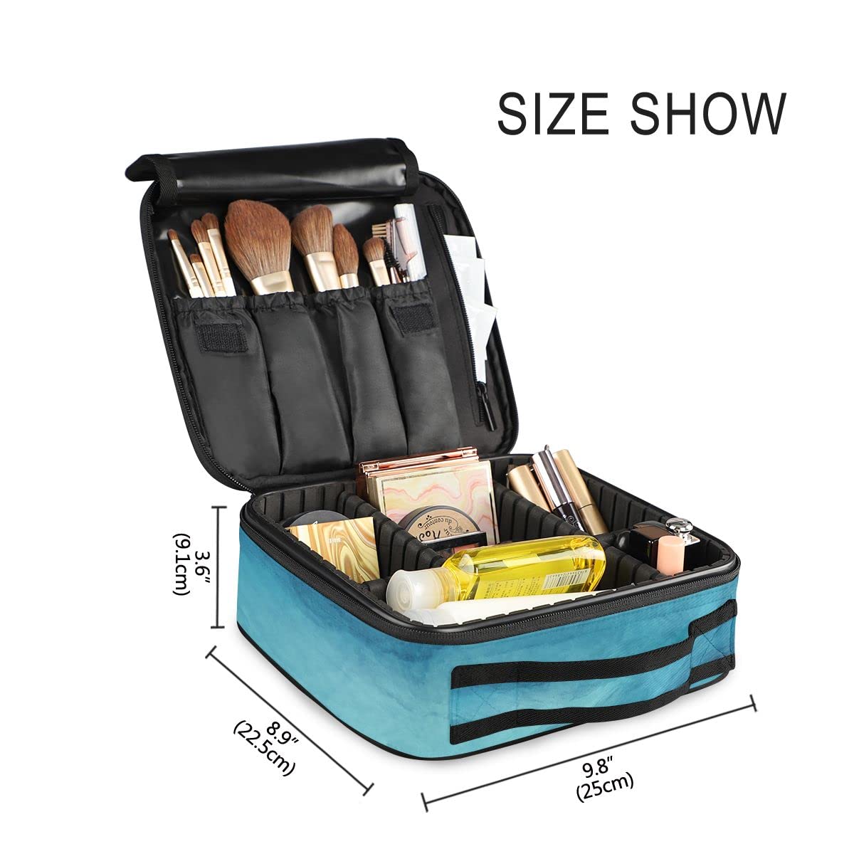 GAIREG Teal and Black Makeup Organizer Case - Travel Cosmetic Storage Box for Makeup Brushes, Lipsticks & Beauty Tools | Perfect for Travel, Home Vanity & Salon Use