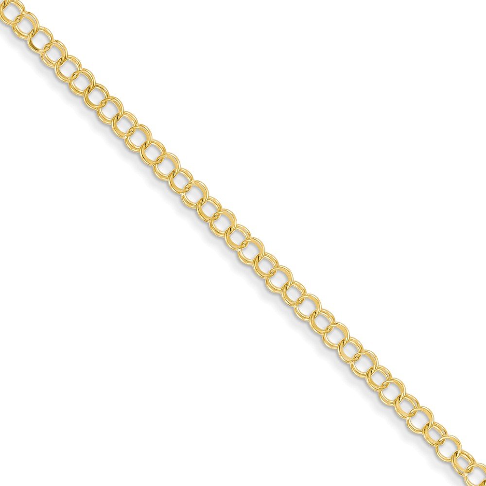 14K Yellow Gold Solid Double Link Charm Bracelet with Secure Lobster Clasp - 7 Inch Adjustable Women's Jewelry for Everyday Wear & Special Occasions