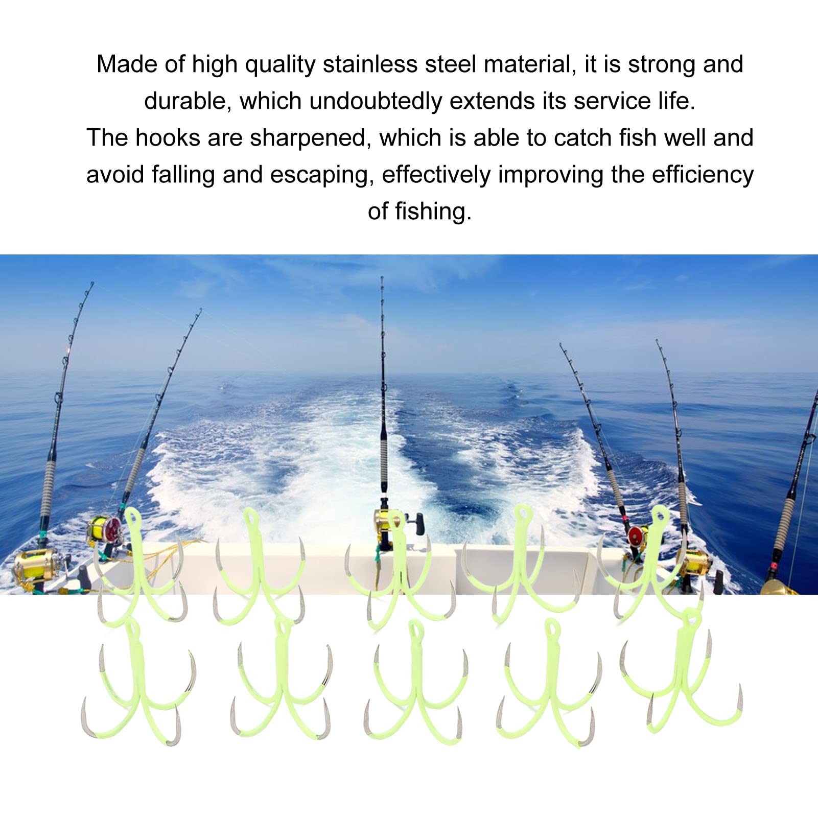 Ubersweet® Stainless Steel Luminous 4-Claw Fishing Hook - High Efficiency, Portable & Durable for Bass, Trout, Saltwater Fishing - Perfect for Night Fishing, Camping & Outdoor Adventures (Large Size)
