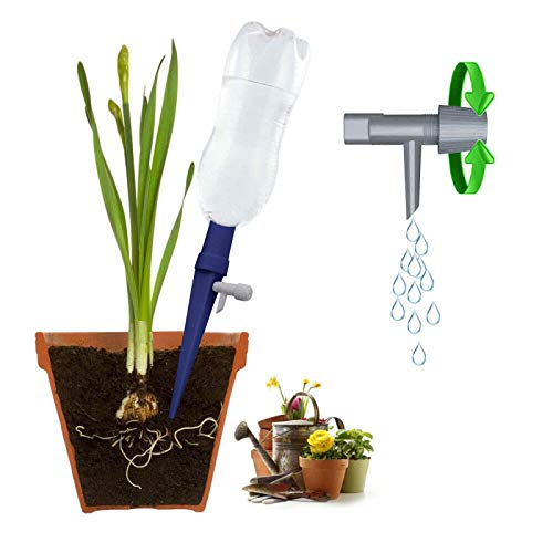 Adjustable Self Watering Spikes for Plants - 6PC Navy Plastic Bottle Drip Irrigation System - Indoor & Outdoor Garden Automatic Watering Device - Perfect for Potted Plants, Hanging Baskets, and Vacation Plant Care