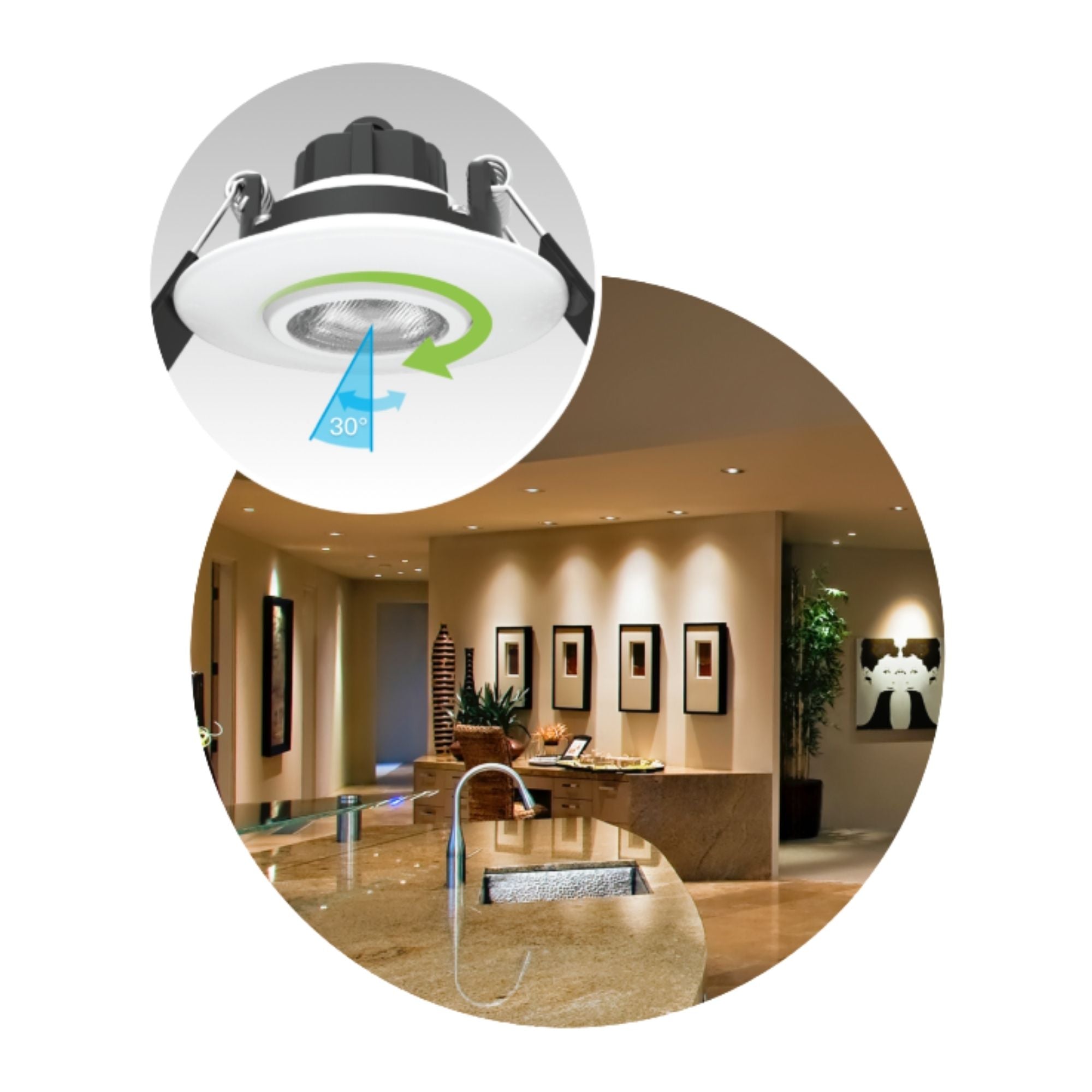 4 Pack Canless Gimbal Downlight - 1050 Lumens, 5 CCT Adjustable, 38° Beam Angle, White Smooth Trim - Perfect for Kitchen, Living Room & Bedroom Lighting