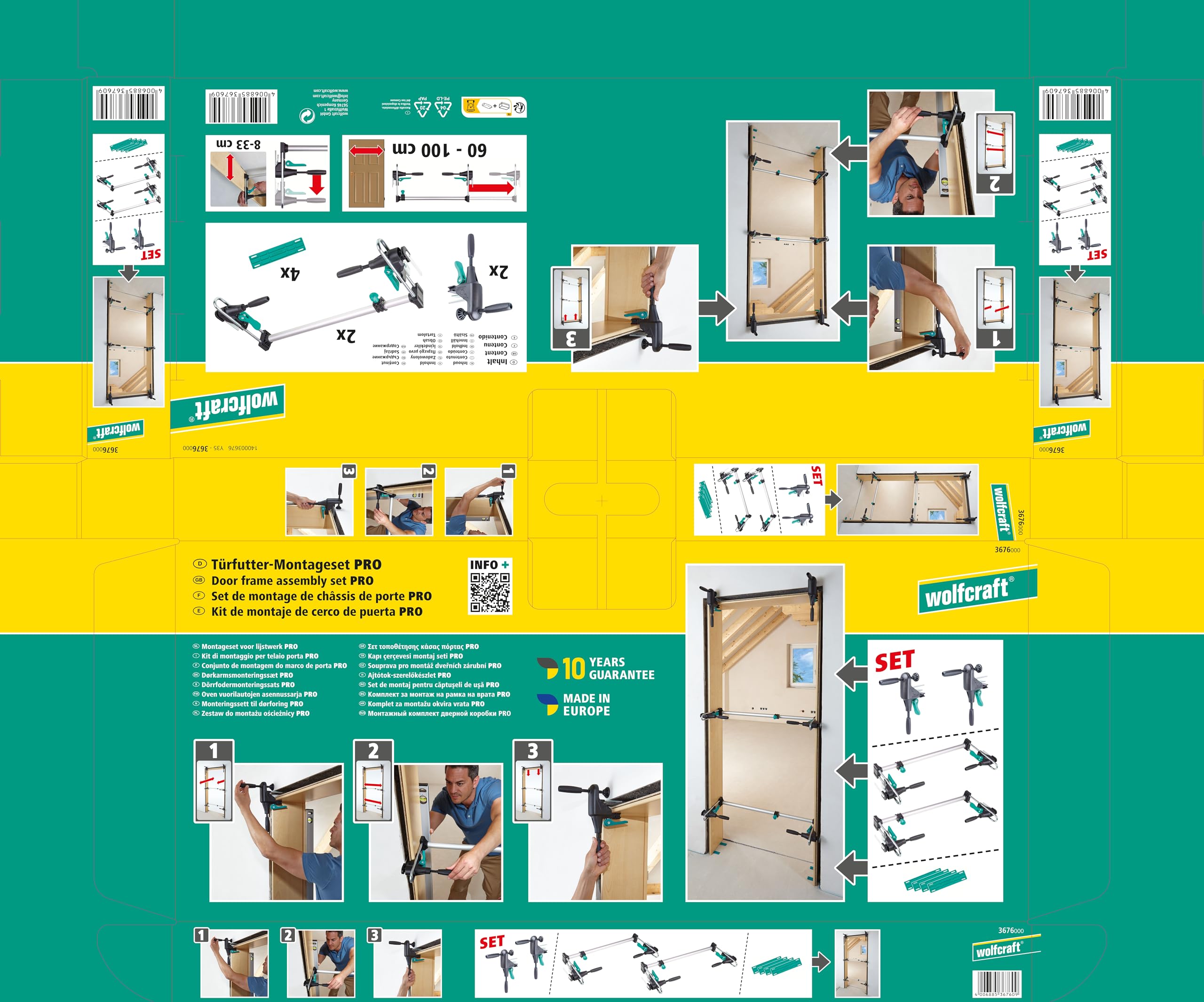 Wolfcraft 3676000 Pro Door Frame Assembly Set - Heavy Duty Steel Construction for Secure Installation | Perfect for Home Renovation & DIY Projects