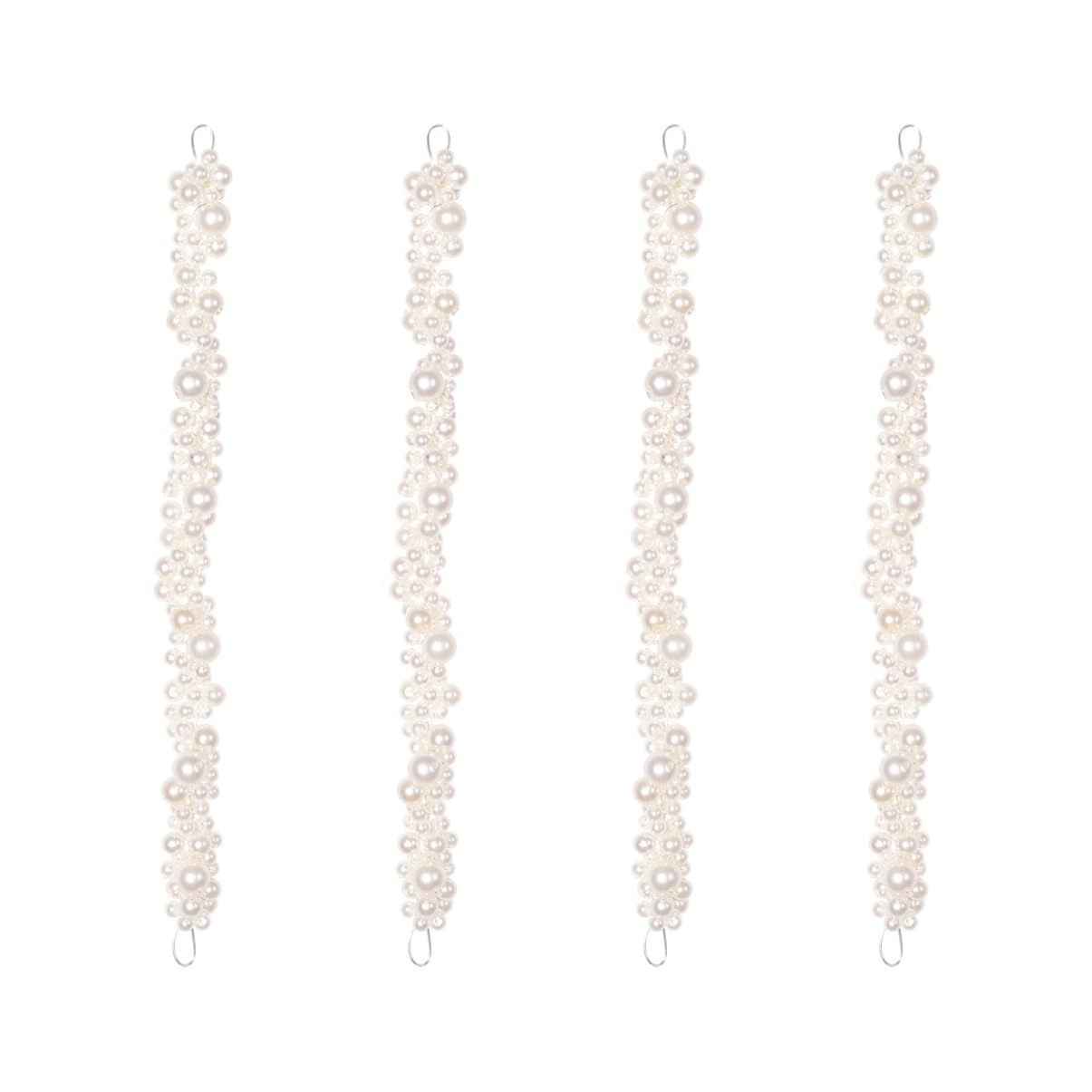 FOMIYES 4 Pack Pearl Headbands for Women - Rhinestone Bridal Hair Accessories with Pearl Trim, Wedding Bride Tiara Headpiece (White Vine Design) - Perfect for Weddings, Prom, Parties & Special Occasions
