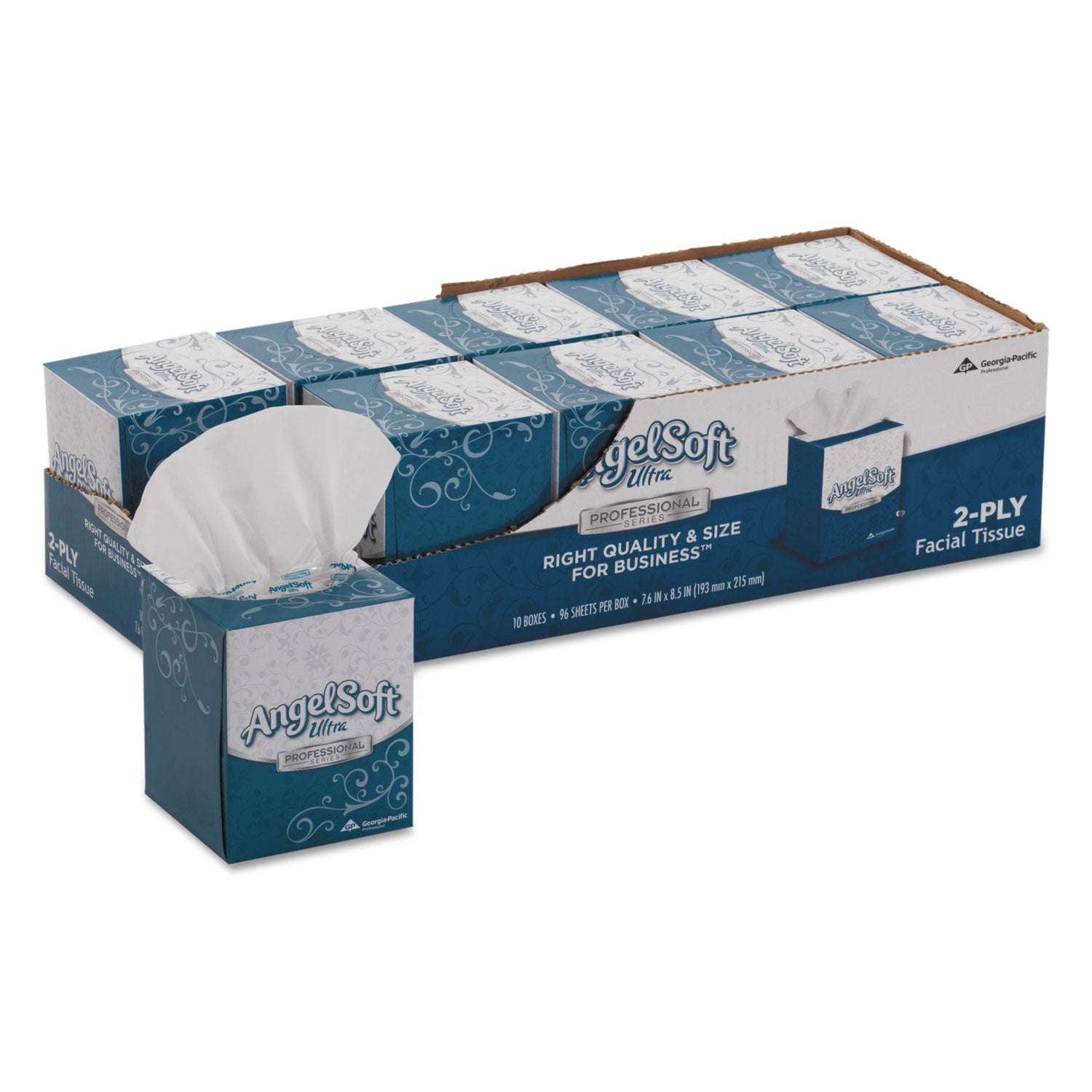 Angel Soft Ultra Facial Tissues, 2-Ply White Tissues, 96 Sheets per Box (10 Boxes) - Soft & Strong for Home, Office & Travel Use