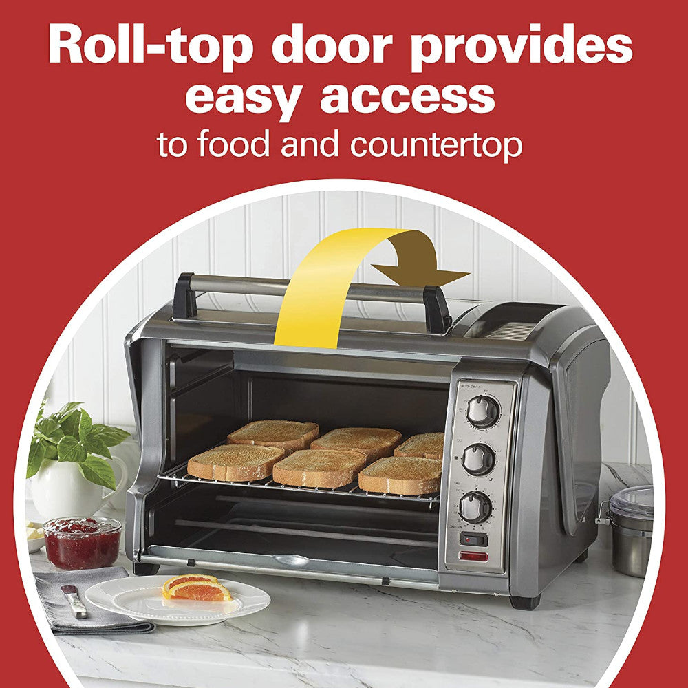 Hamilton Beach Easy Reach Convection Countertop Oven 31434 - 6-Slice Toaster Oven with Convection Bake, Broil & Toast Functions - Perfect for Small Kitchens, Dorms & Apartments