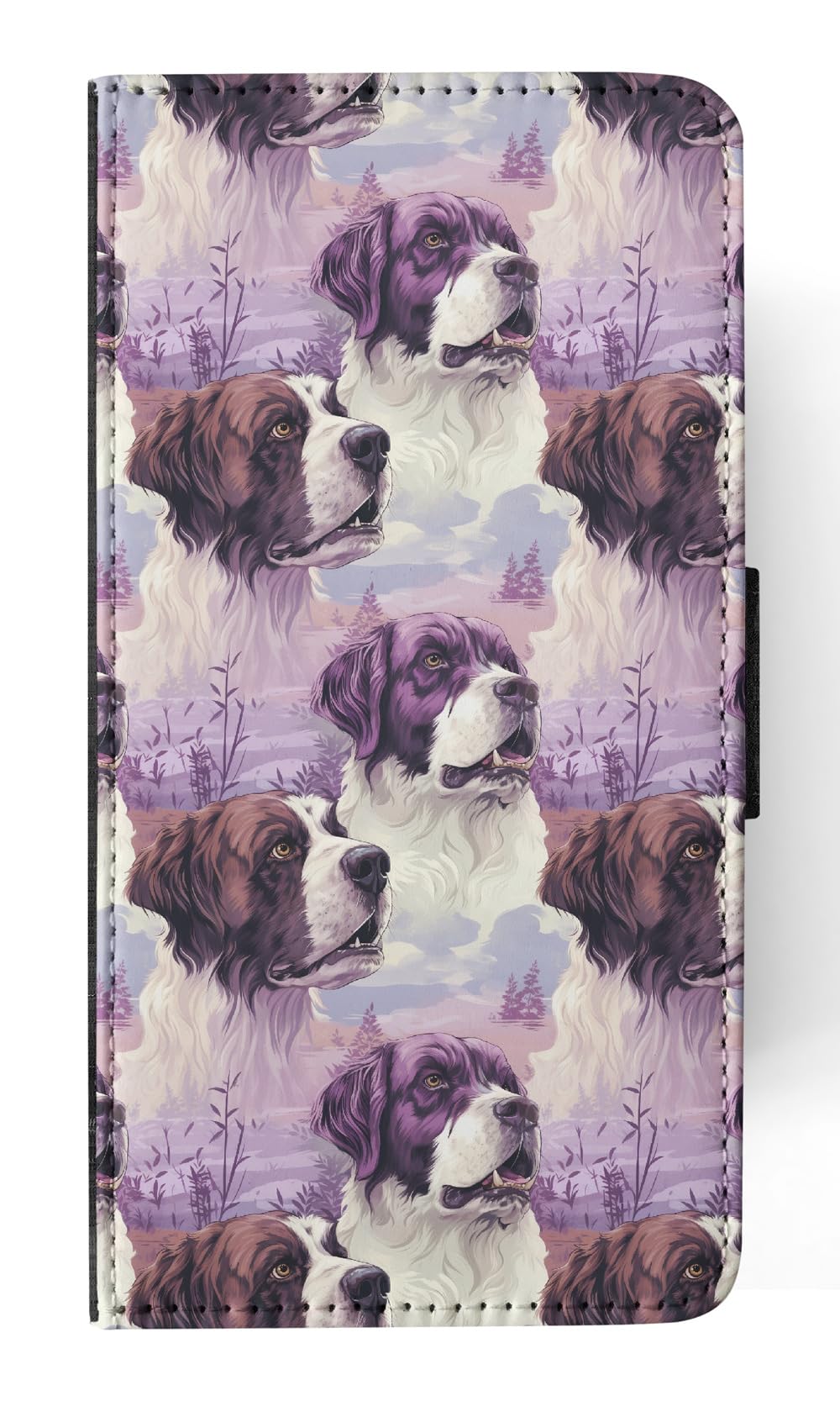 Cute Saint Bernard Puppy Dog Pattern Faux Leather Flip Wallet Phone Case for Apple iPhone 15 Pro - Perfect for Pet Lovers & Everyday Use