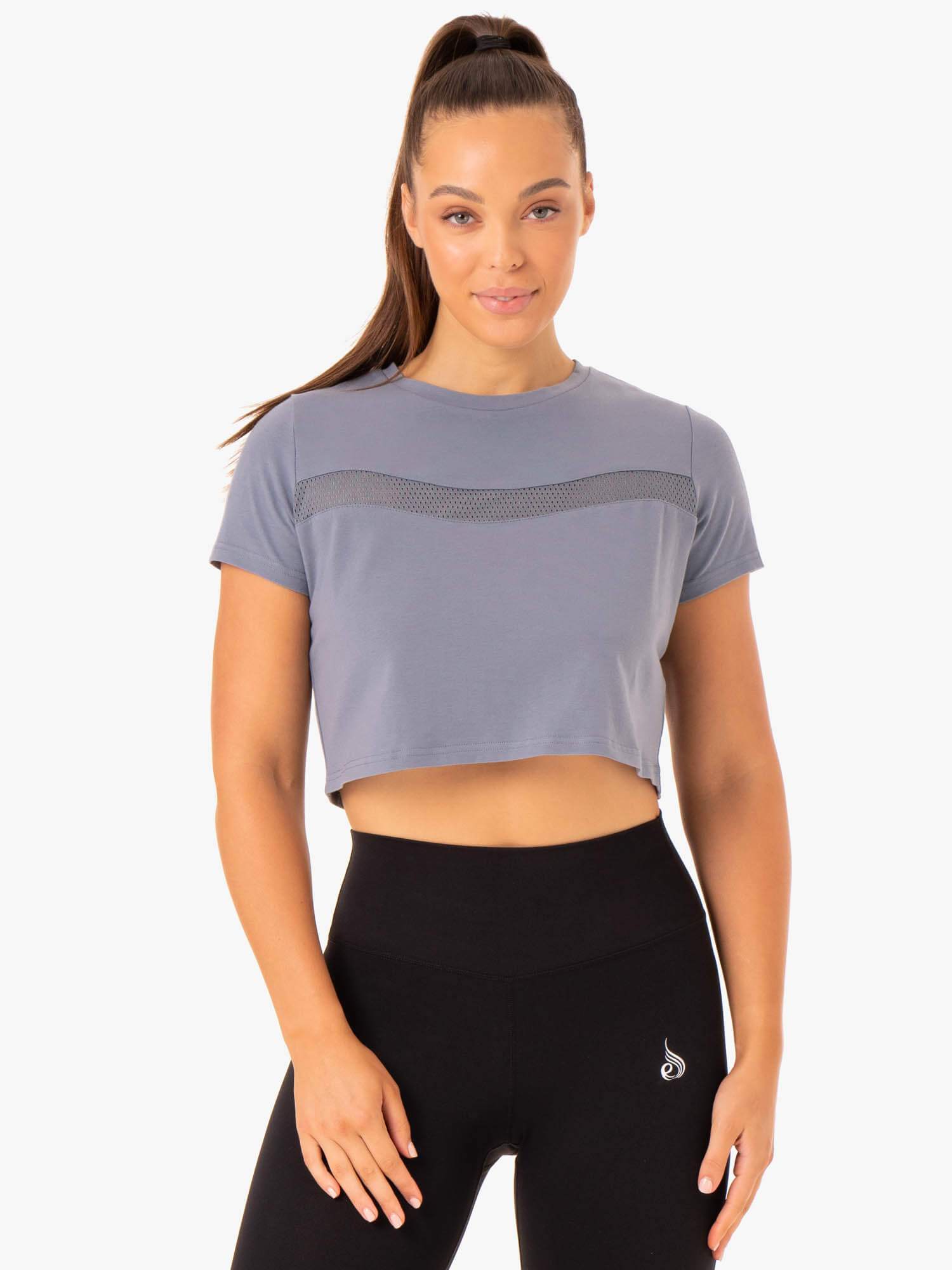 Hybrid Mesh Tee - Breathable & Comfortable Steel Blue T-Shirt for Men | Perfect for Gym, Running & Casual Wear