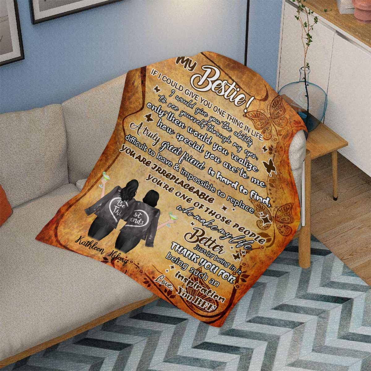 MyPupSocks Personalized Friendship Blanket - Custom Best Friend Gift for Women, BFF Sister - 60x80 Soft Bed, Couch & Sofa Throw for Cozy Nights, Movie Nights, and Relaxation