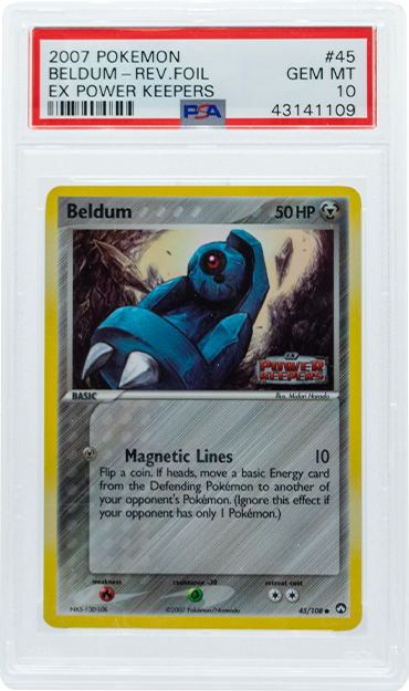 2007 Pokemon EX Power Keepers Beldum #45 Reverse Foil PSA 10 Gem Mint - Rare Trading Card for Collectors & Battles