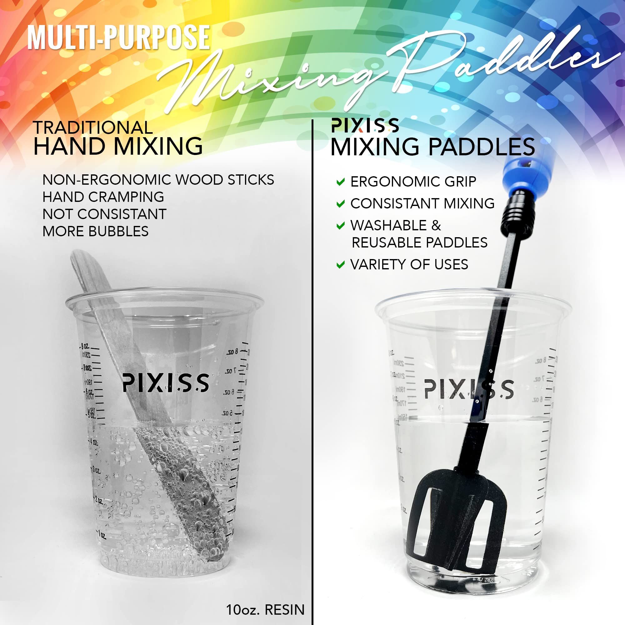 Epoxy Resin Mixer Paddles - 12 Pack Plastic Paint Stirrers for Drill, Bidirectional Epoxy & Paint Mixer Attachment - Multipurpose Stirring Tool for DIY Projects, Art Crafts, and Home Renovations