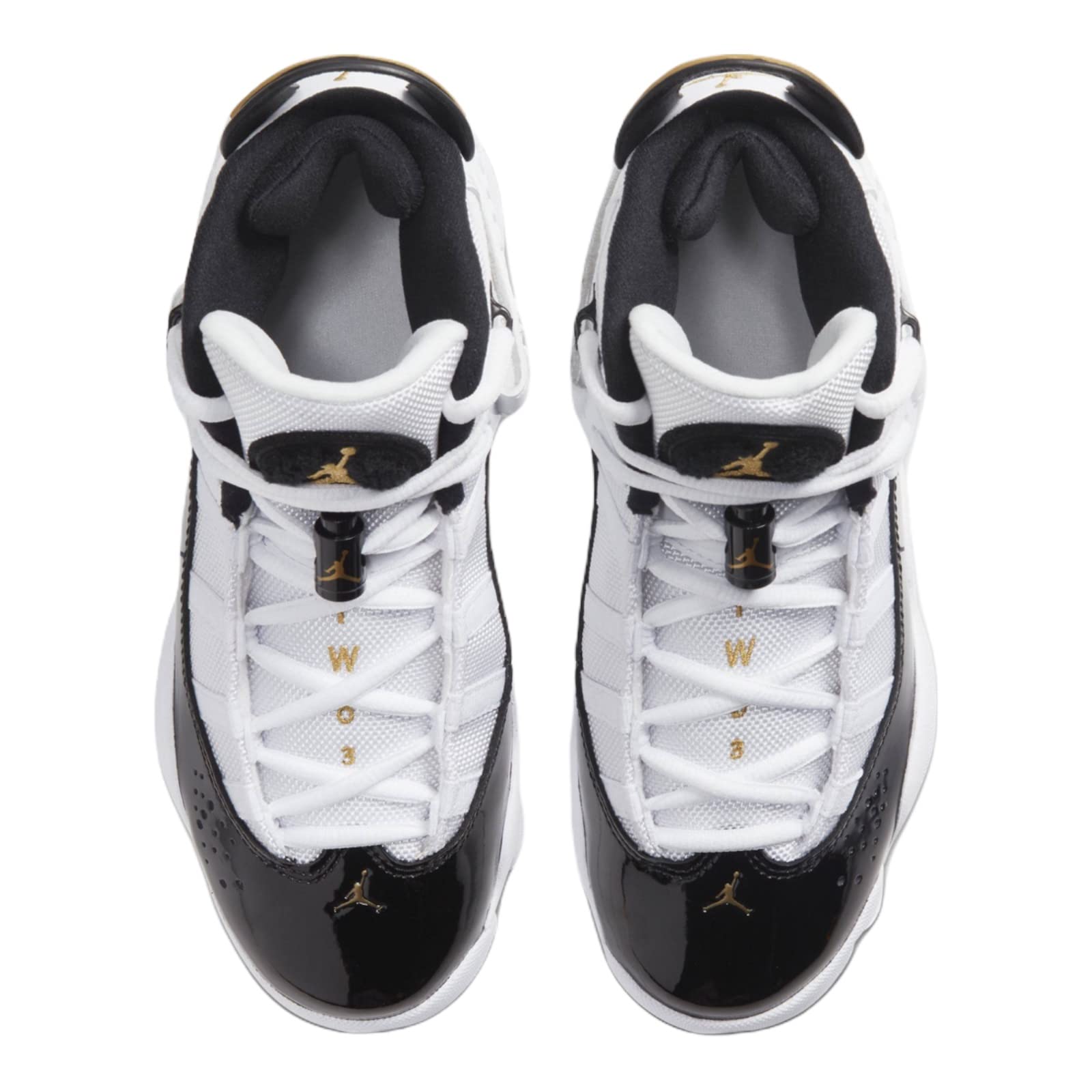 Nike 6 Rings DMP Grade School GS Basketball Shoes - Black, White & Gold (CW6994-100) | Retro Style for Kids' Sports & Casual Wear